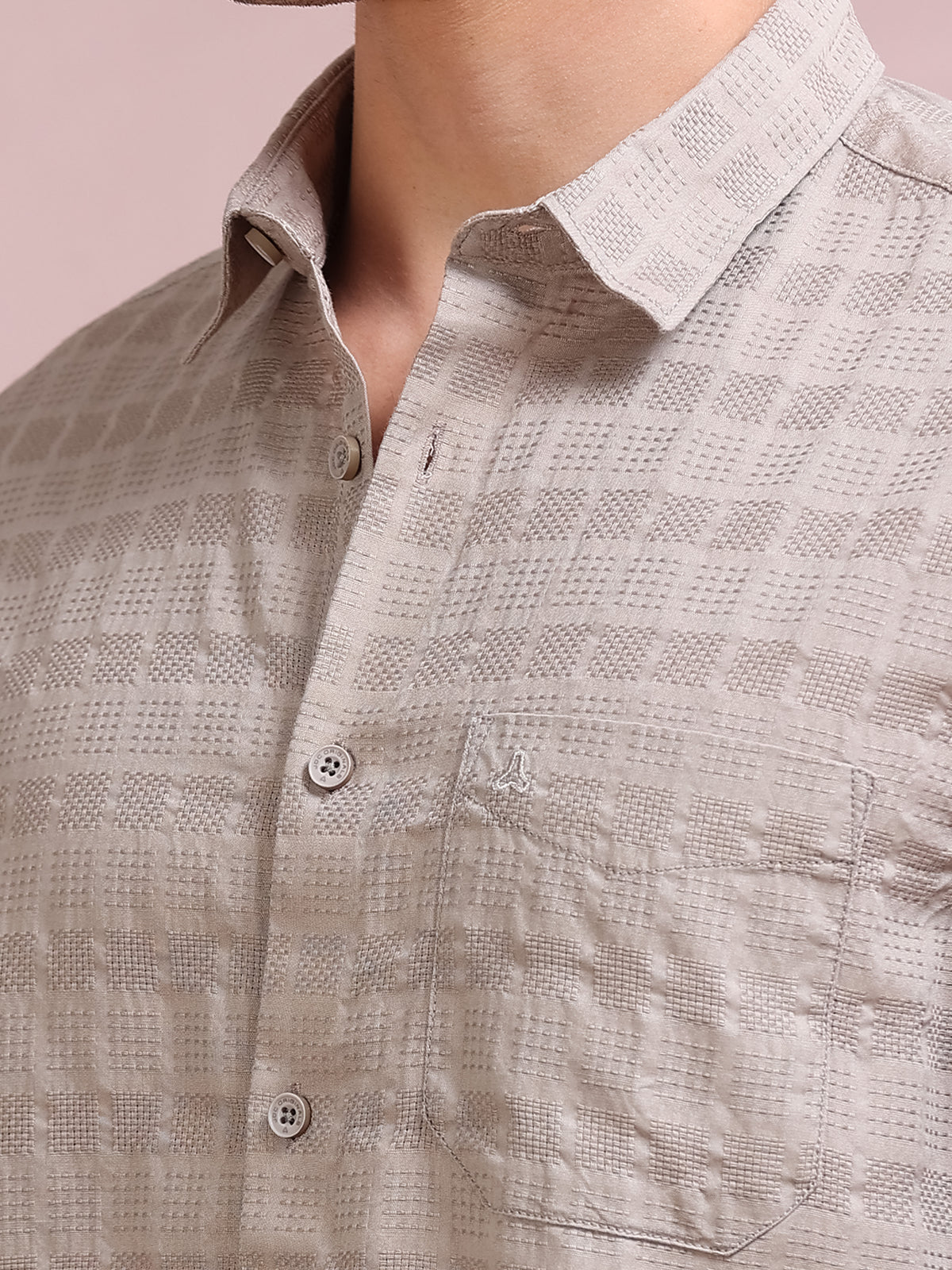 MEN'S MUD SELF DESIGN SLIM FIT SHIRT