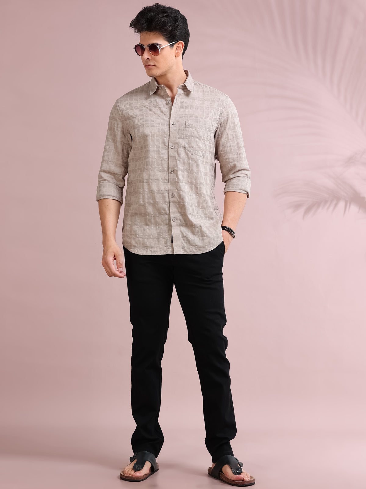MEN'S MUD SELF DESIGN SLIM FIT SHIRT