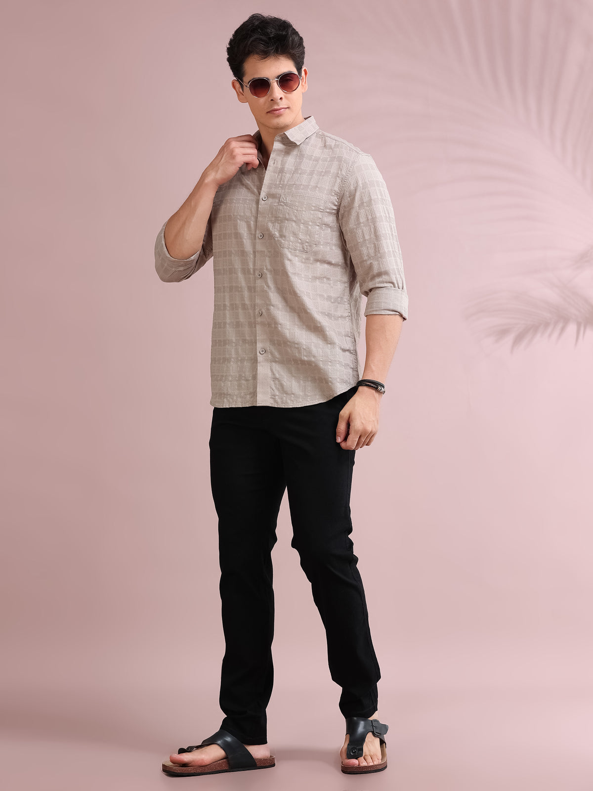 MEN'S MUD SELF DESIGN SLIM FIT SHIRT