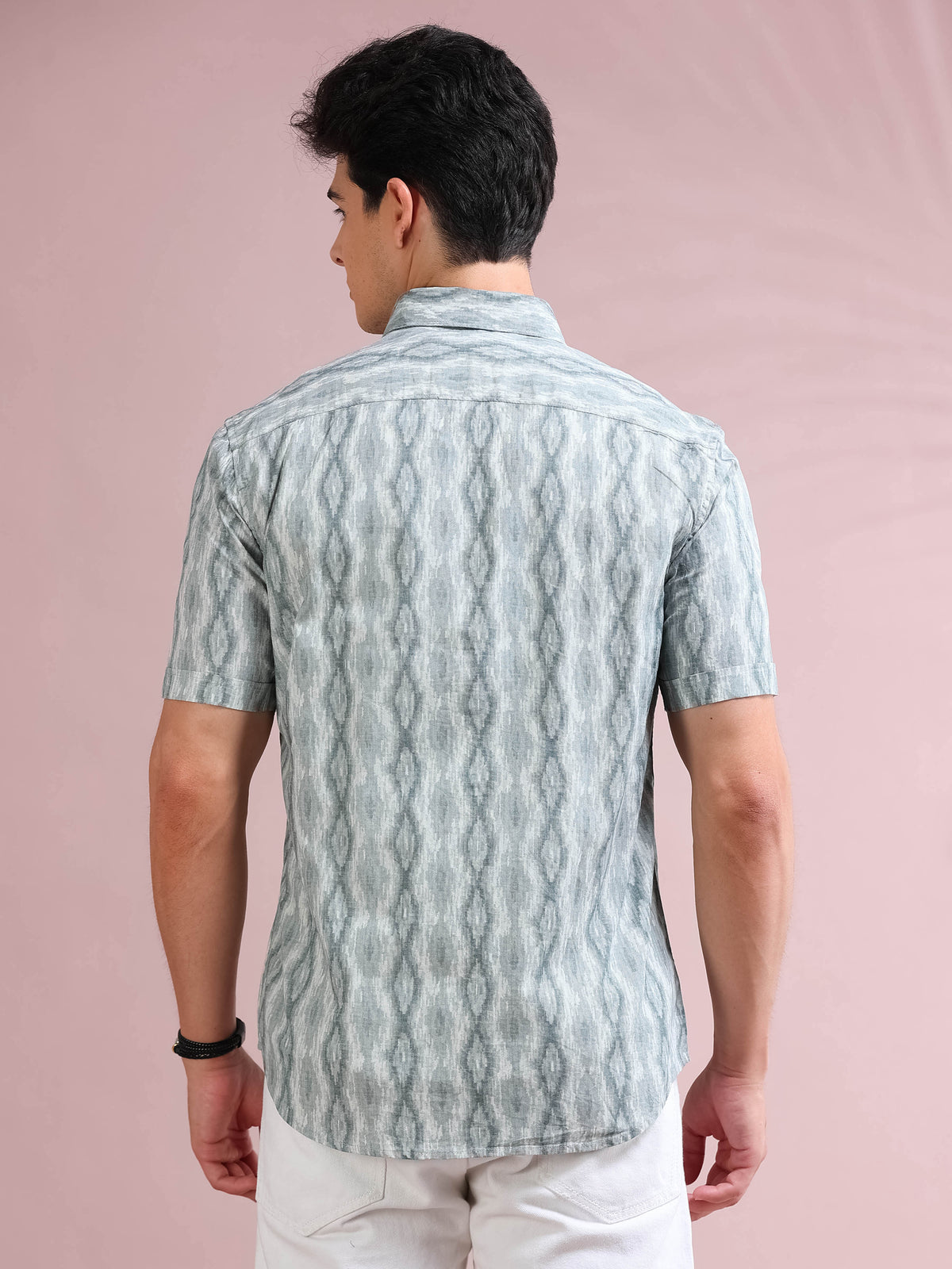 MEN'S GREY PRINT SLIM FIT SHIRT