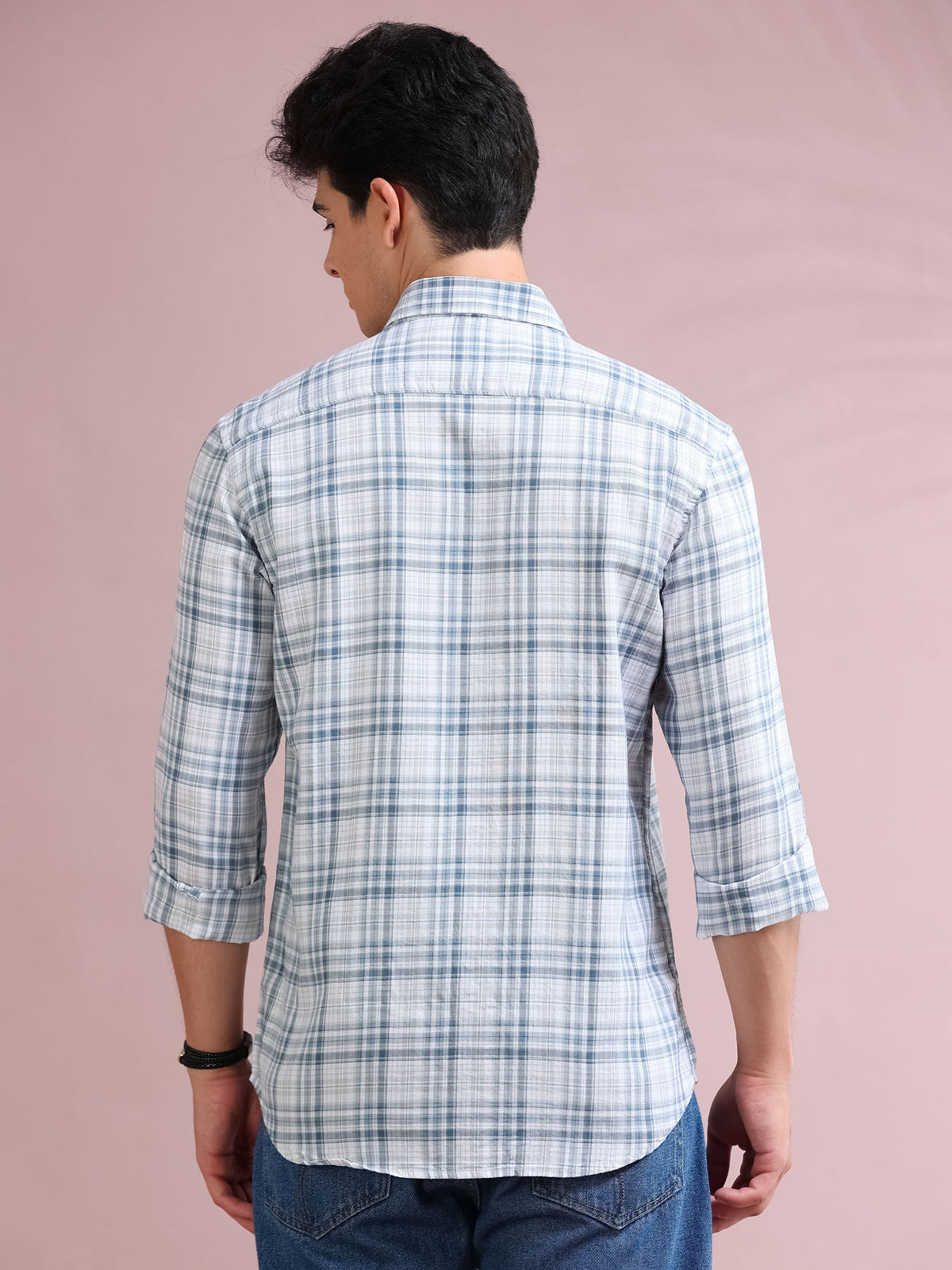 MEN'S BLUE CHECKS SLIM FIT SHIRT