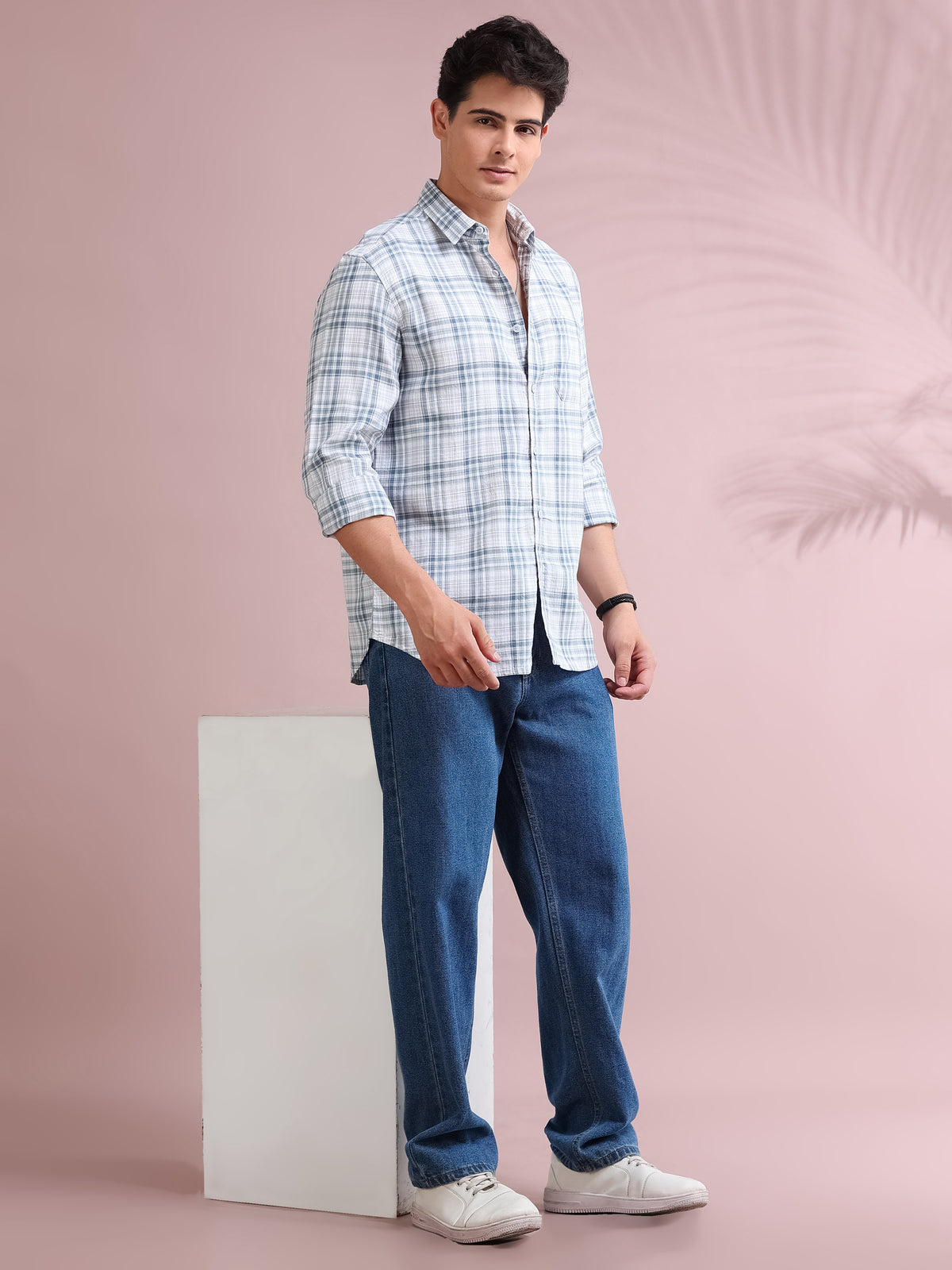 MEN'S BLUE CHECKS SLIM FIT SHIRT
