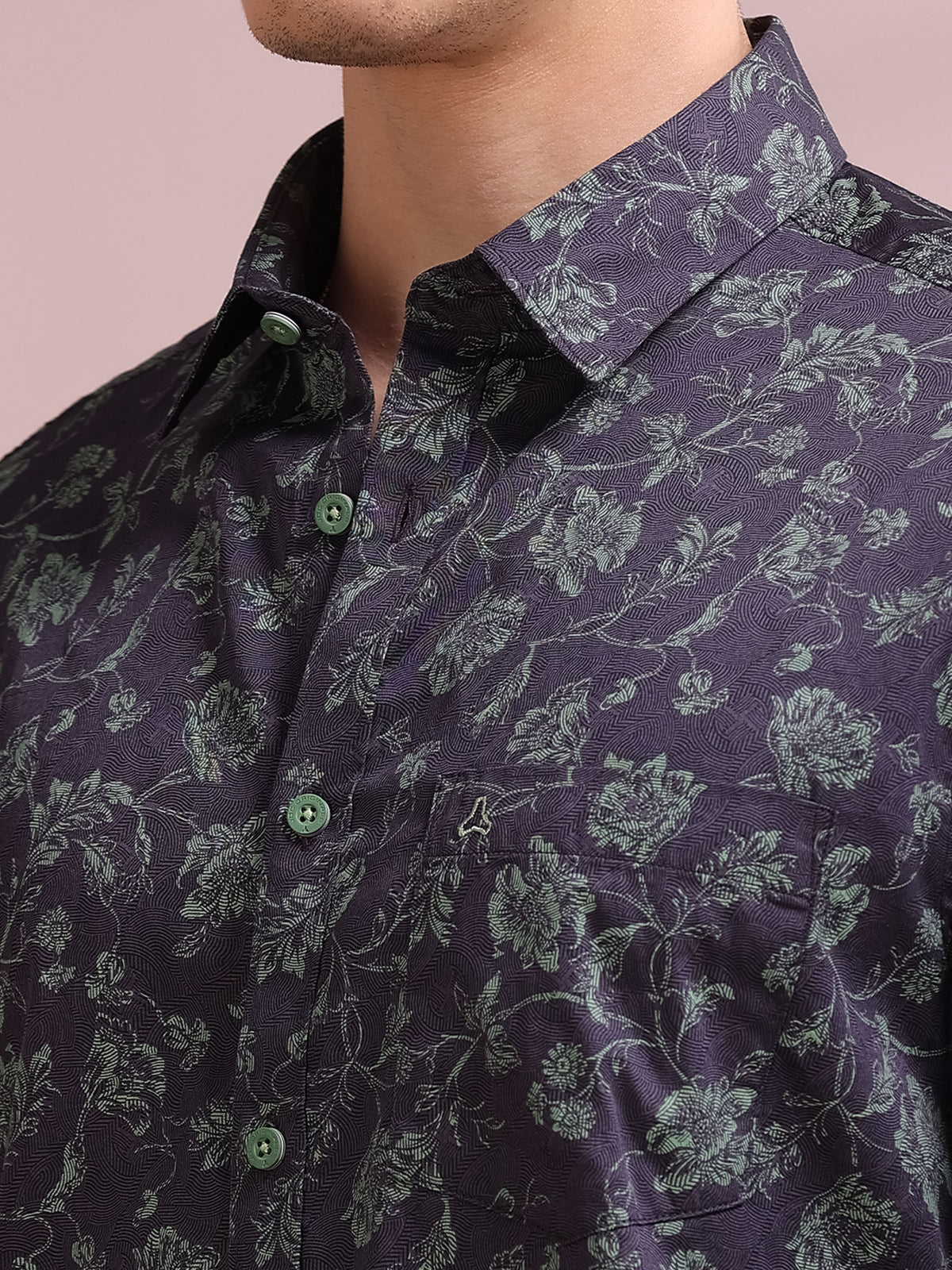 MEN'S PURPLE PRINT SLIM FIT SHIRT