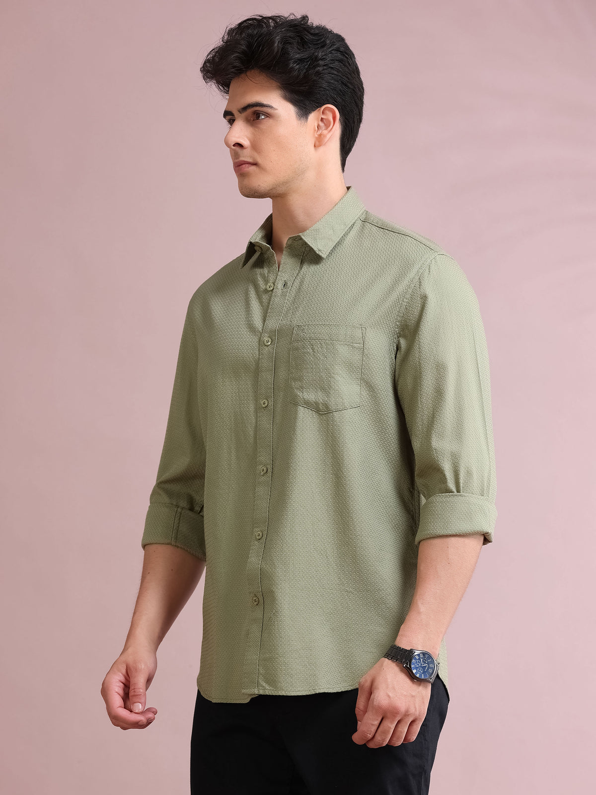 MEN'S BASIL SELF DESIGN SLIM FIT SHIRT