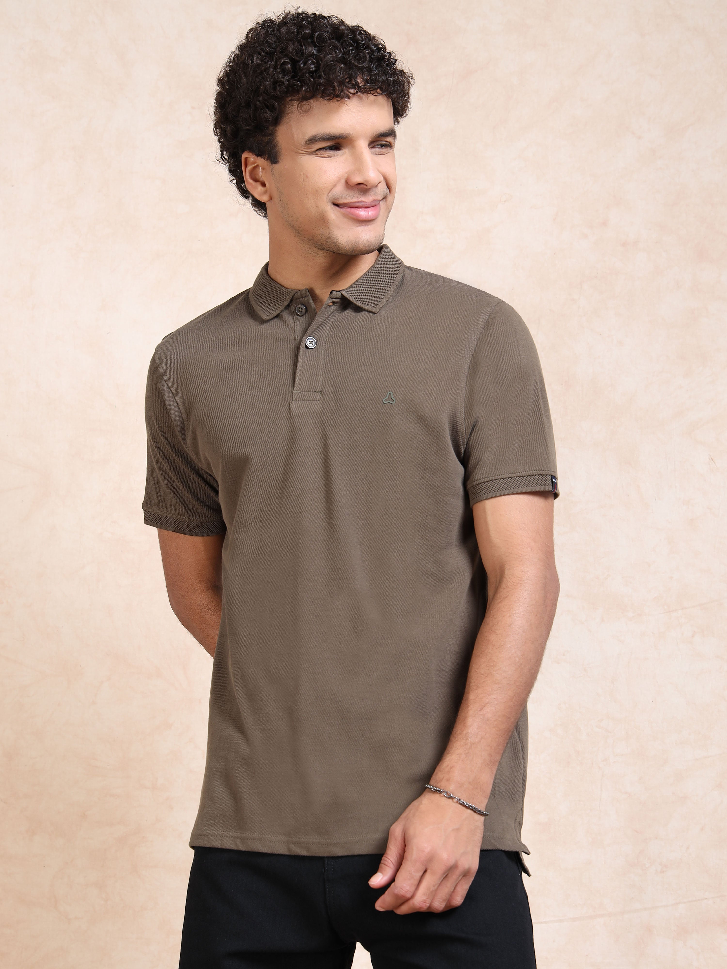 MEN'S OLIVE SLIM FIT POLO TSHIRT