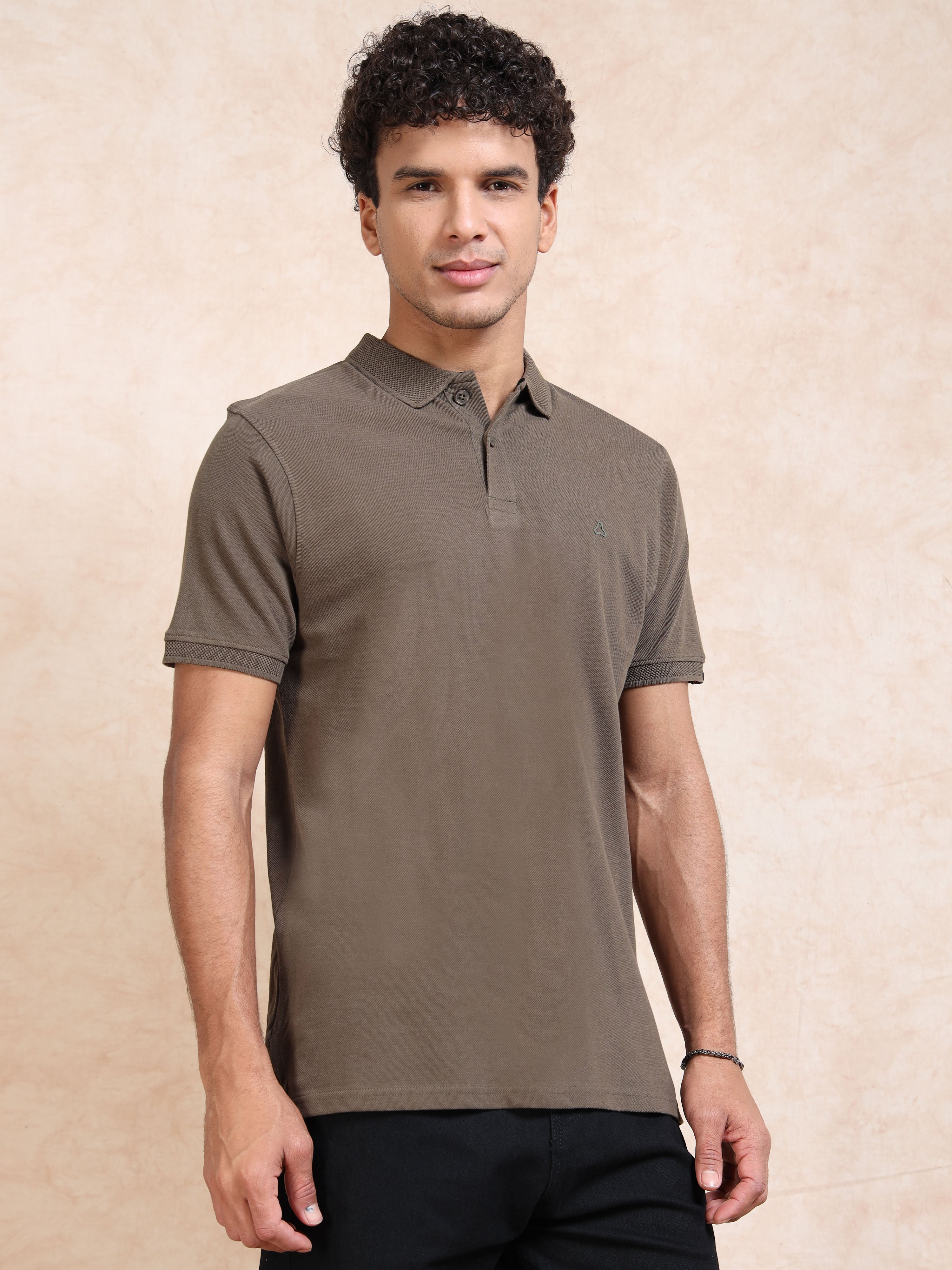 MEN'S OLIVE SLIM FIT POLO TSHIRT