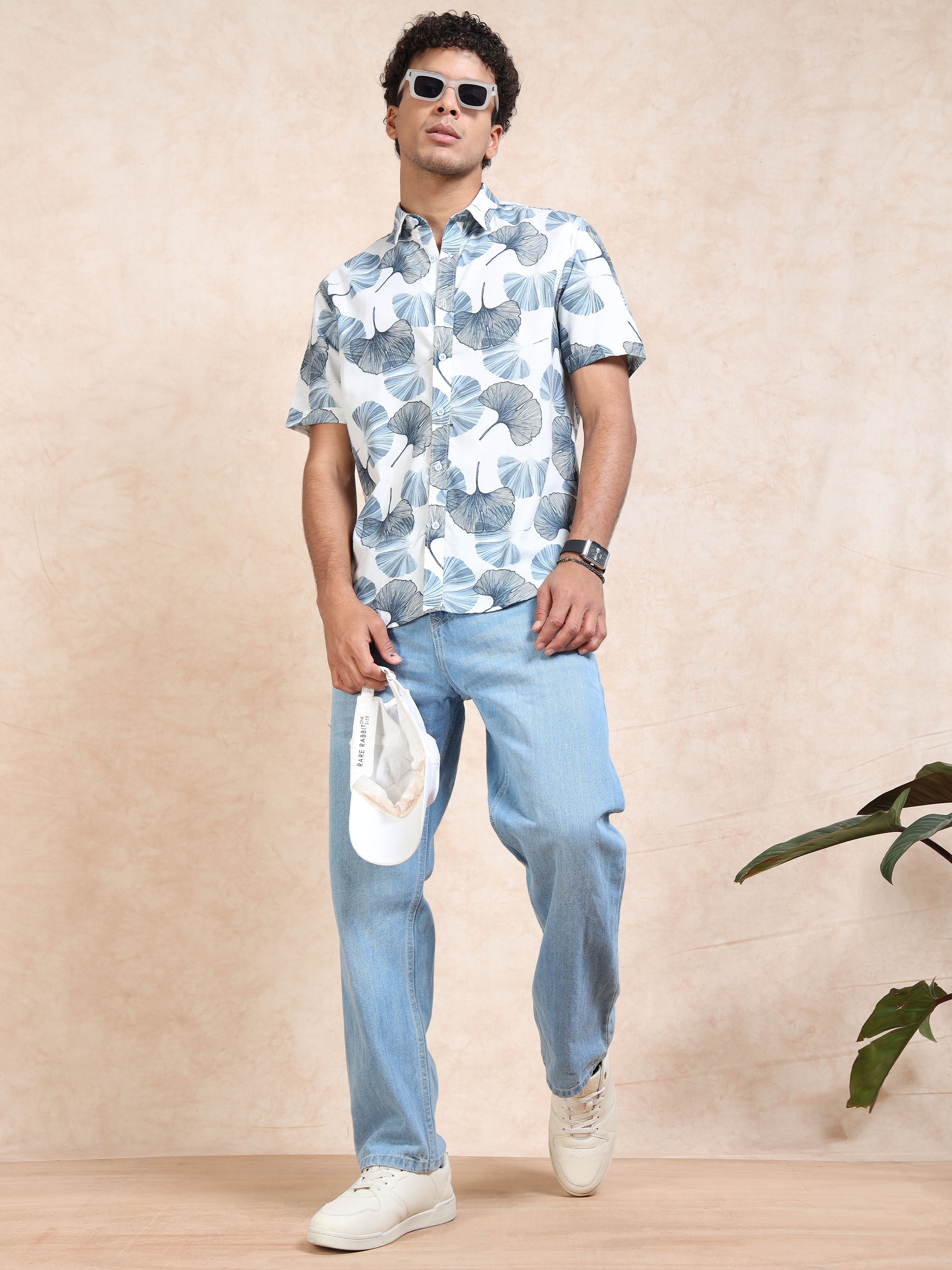 MEN'S DK.BLUE PRINT SLIM FIT SHIRT