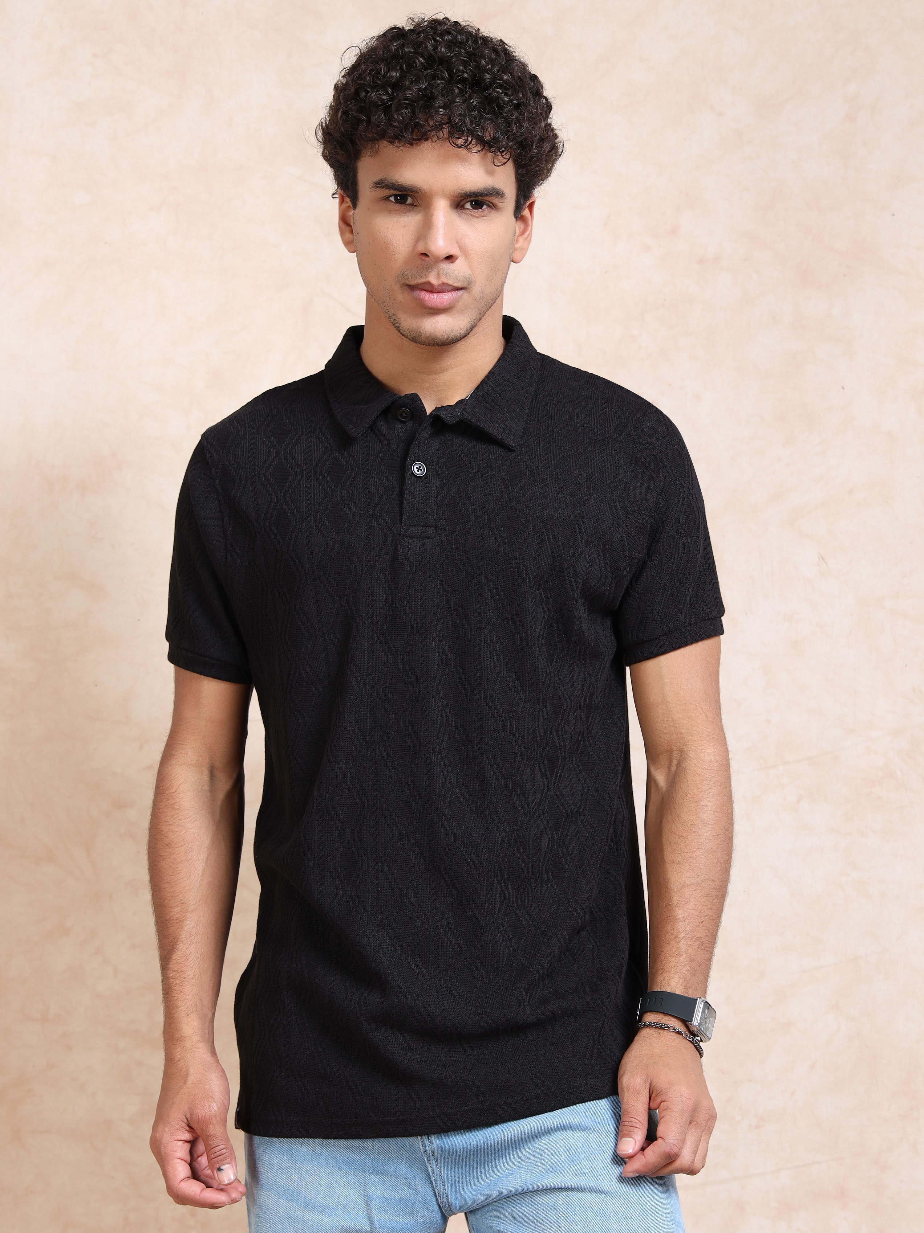 MEN'S BLACK SLIM FIT POLO T SHIRT