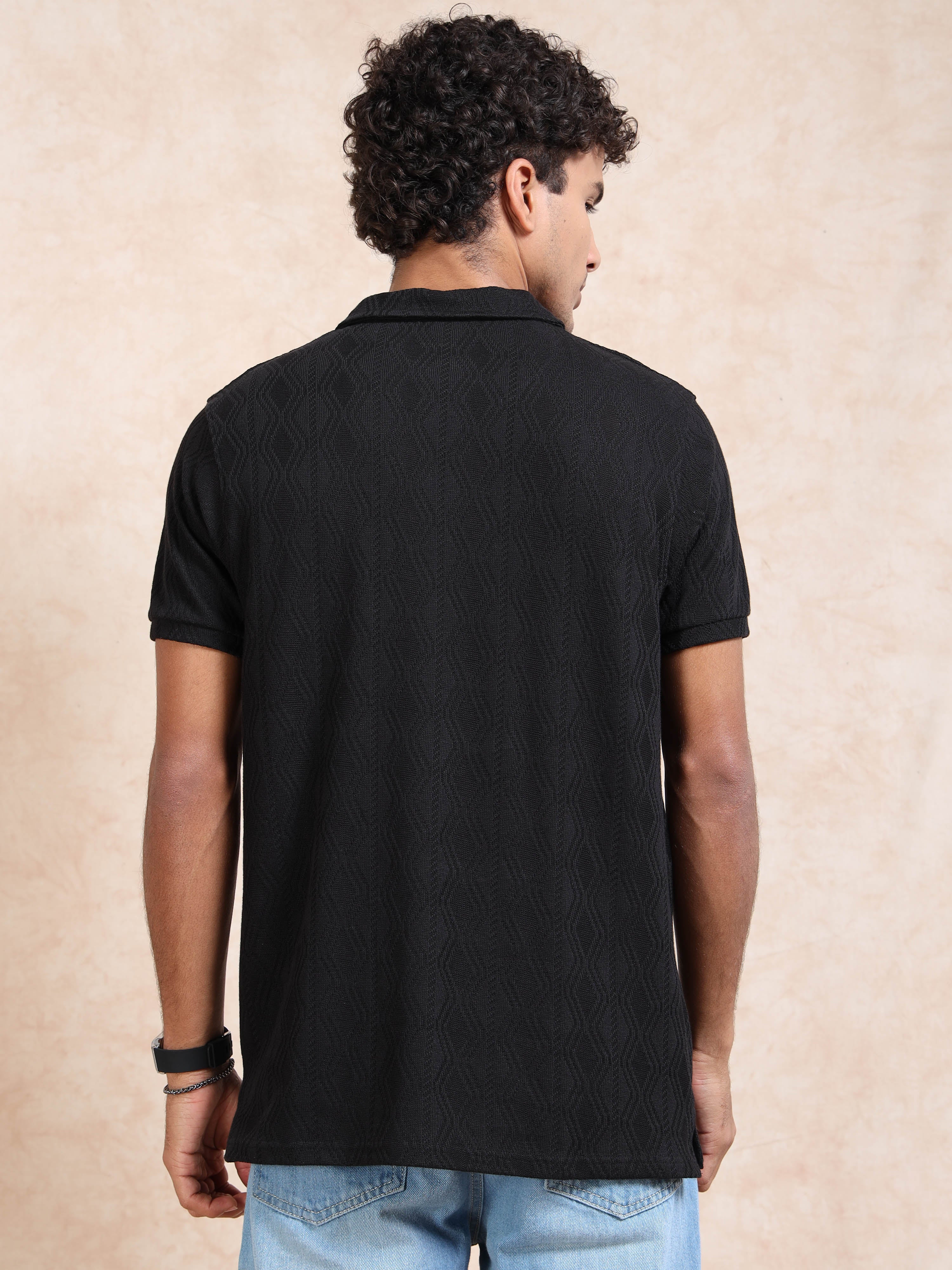 MEN'S BLACK SLIM FIT POLO T SHIRT