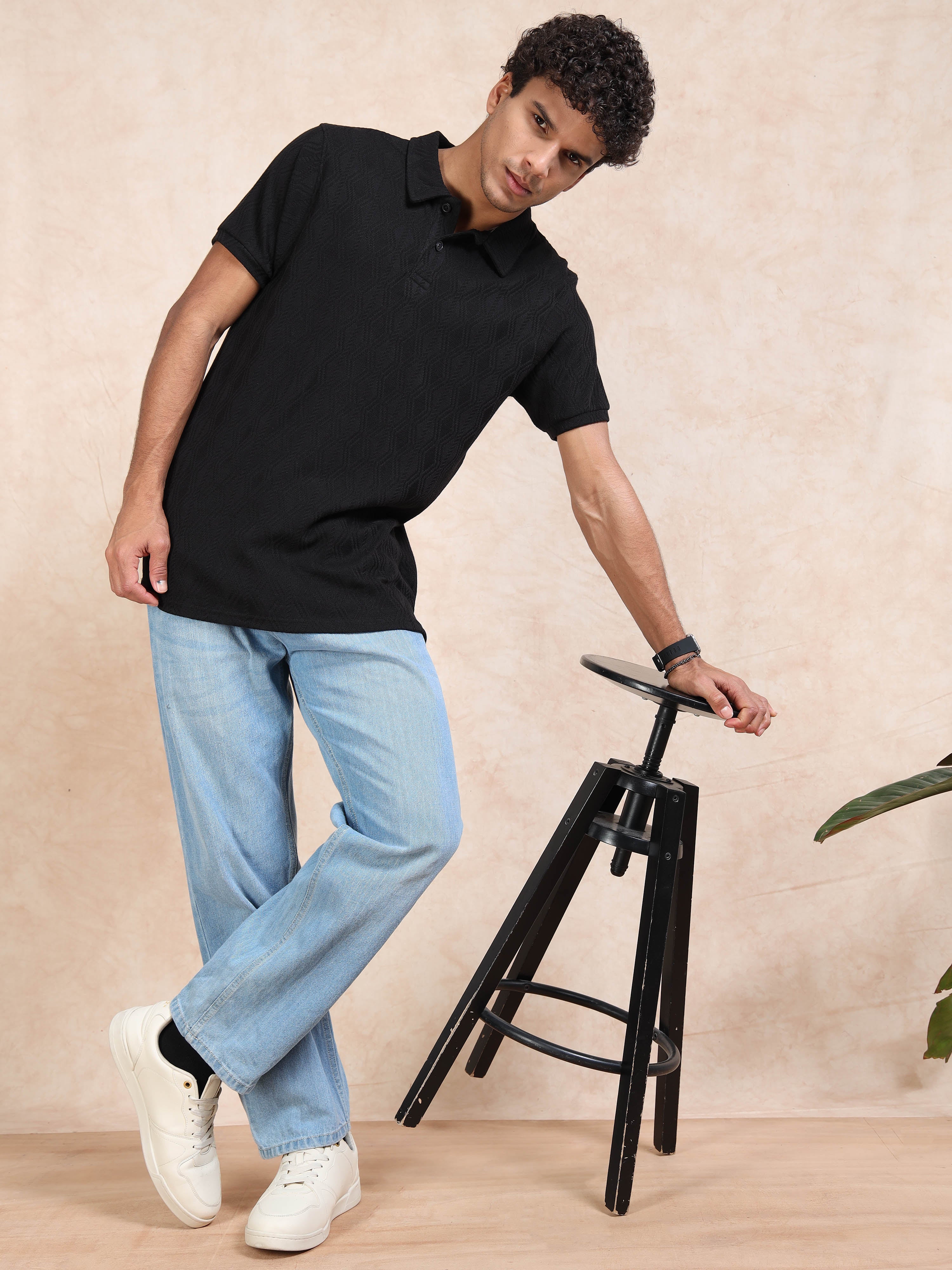 MEN'S BLACK SLIM FIT POLO T SHIRT