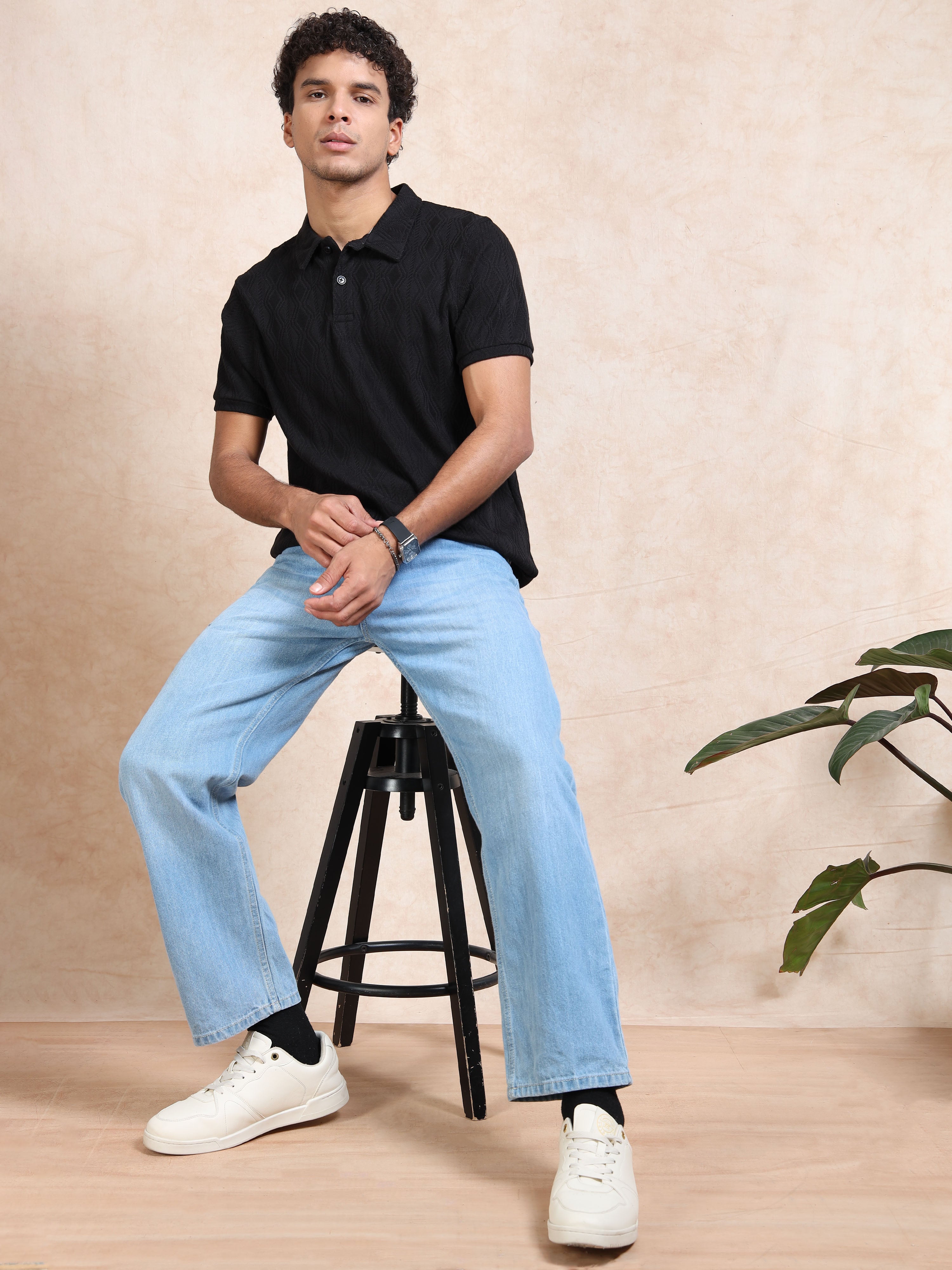 MEN'S BLACK SLIM FIT POLO T SHIRT