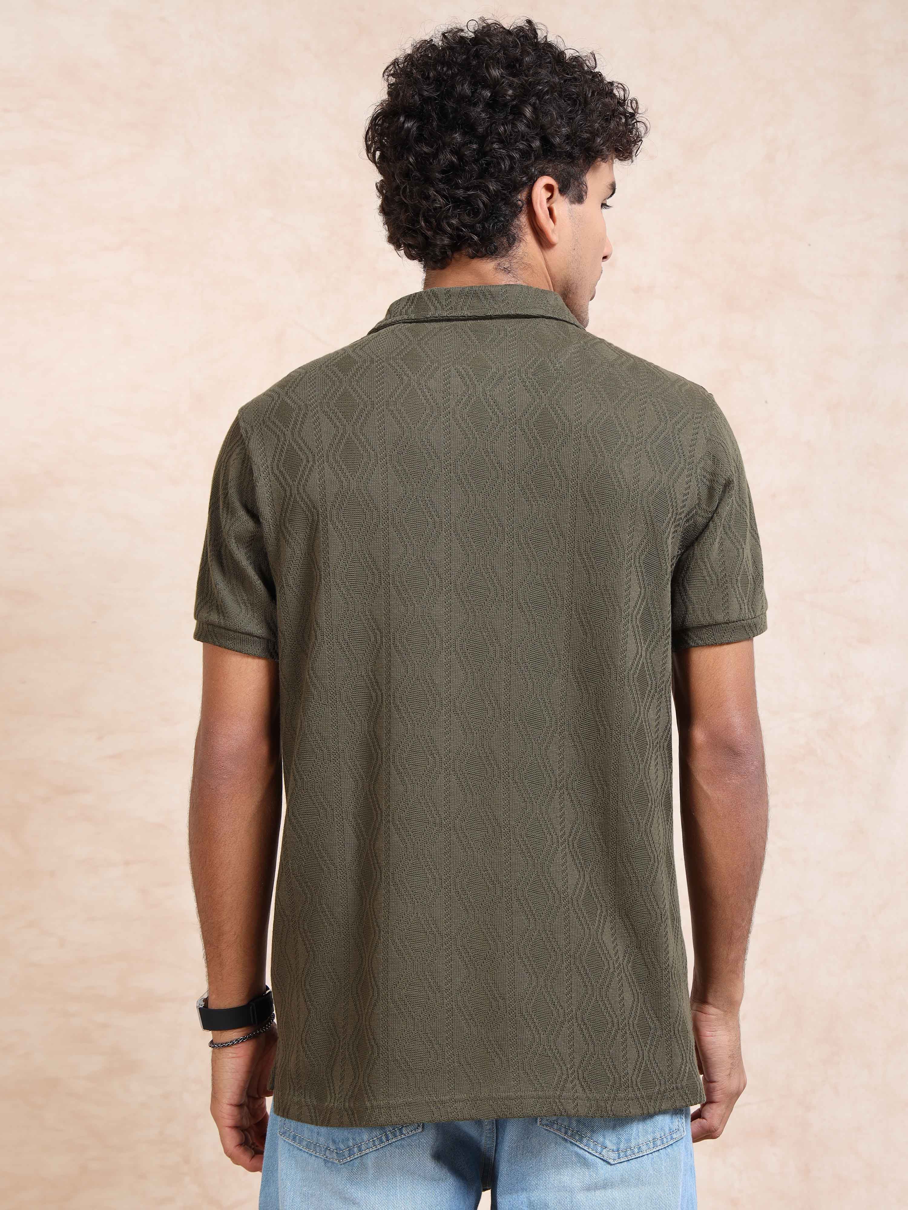 MEN'S OLIVE SLIM FIT POLO T SHIRT