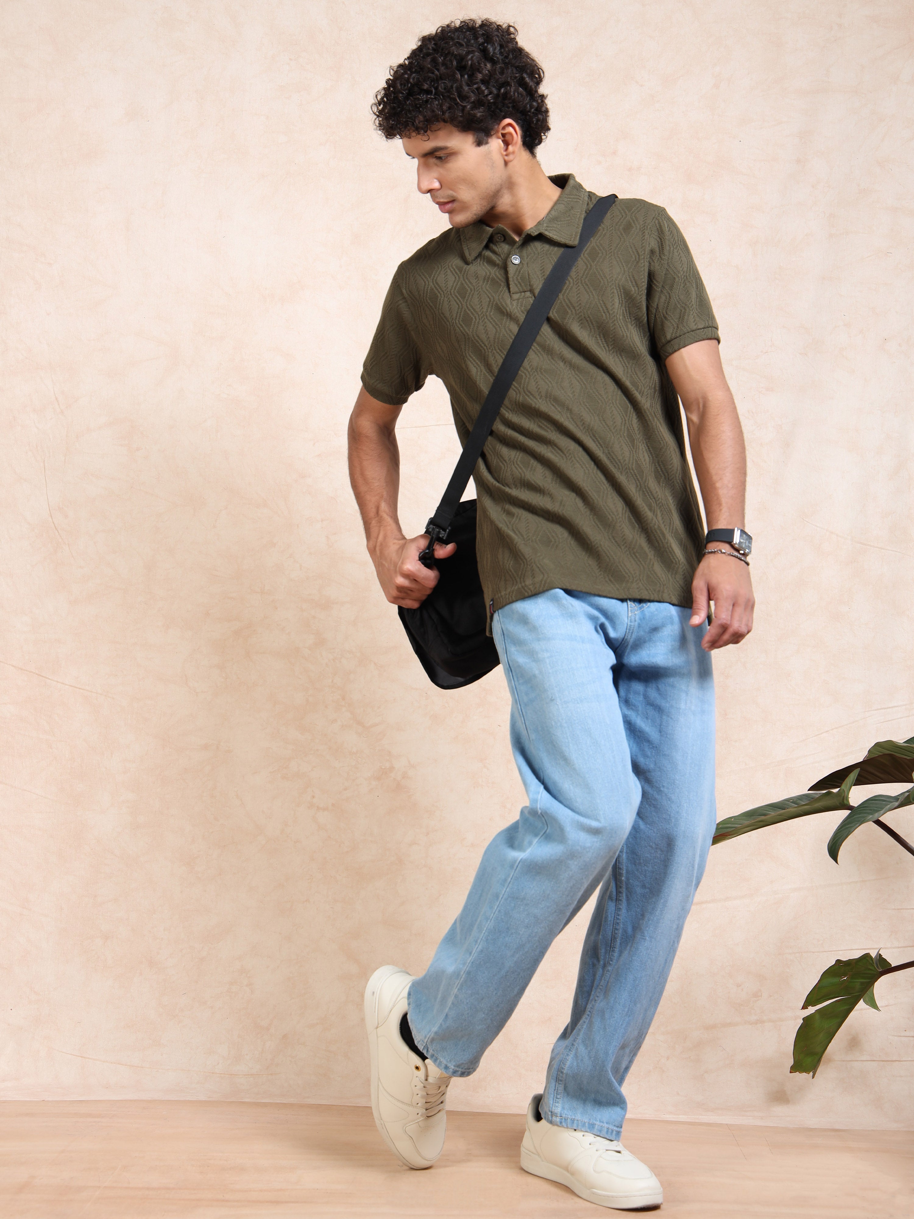 MEN'S OLIVE SLIM FIT POLO T SHIRT