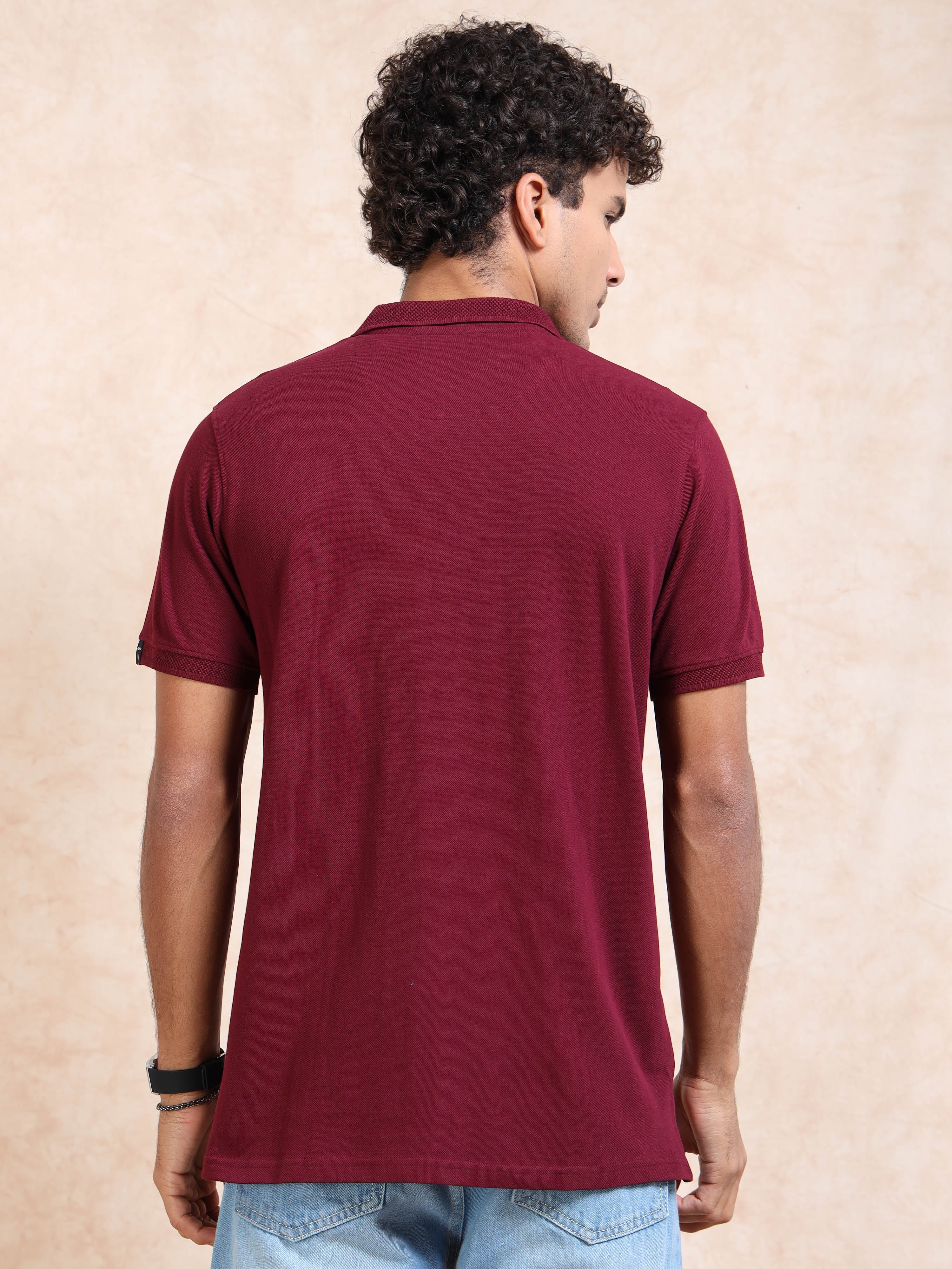 MEN'S MAROON SLIM FIT POLO TSHIRT