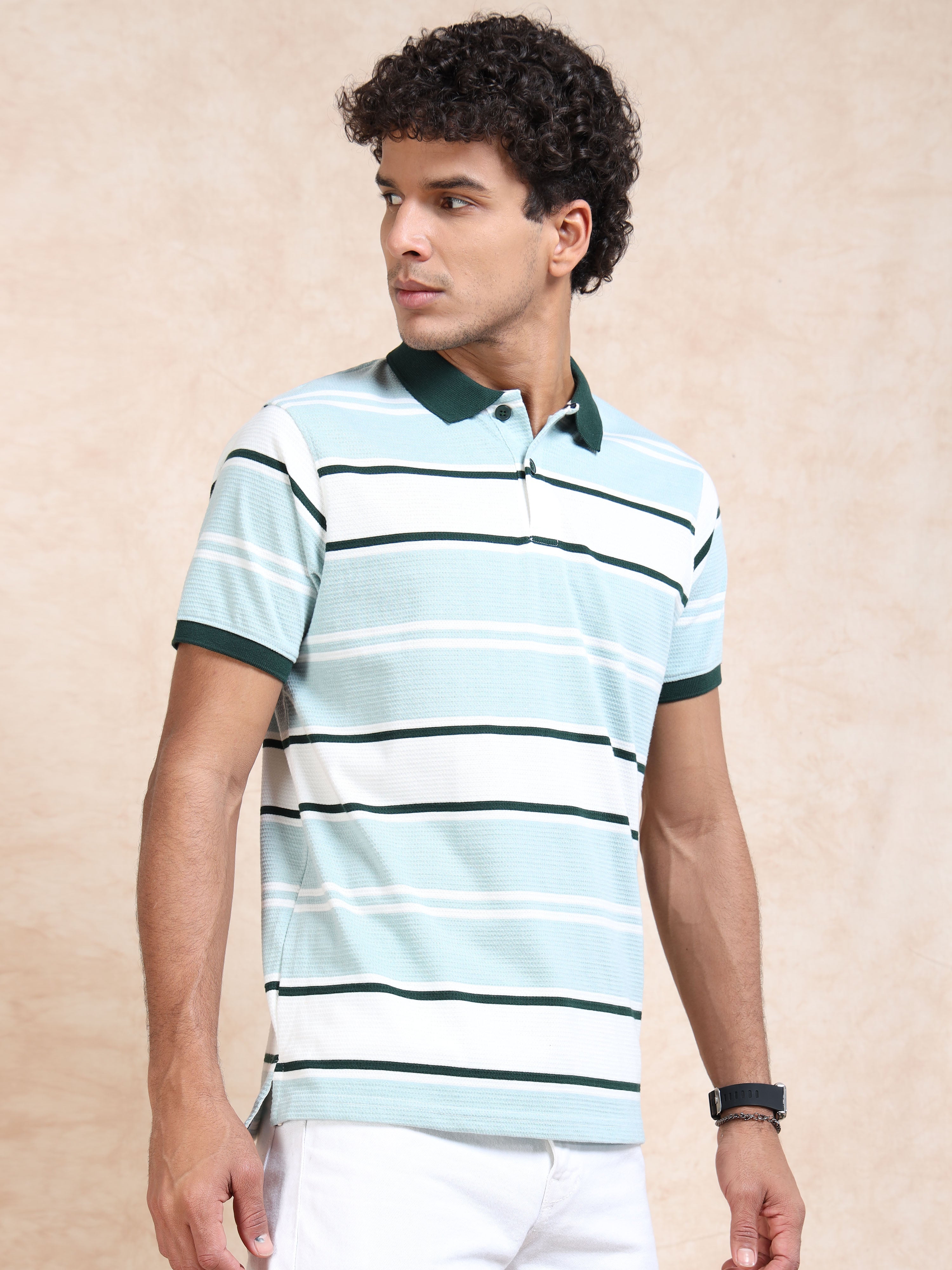 MEN'S GREEN SLIM FIT  POLO T SHIRT