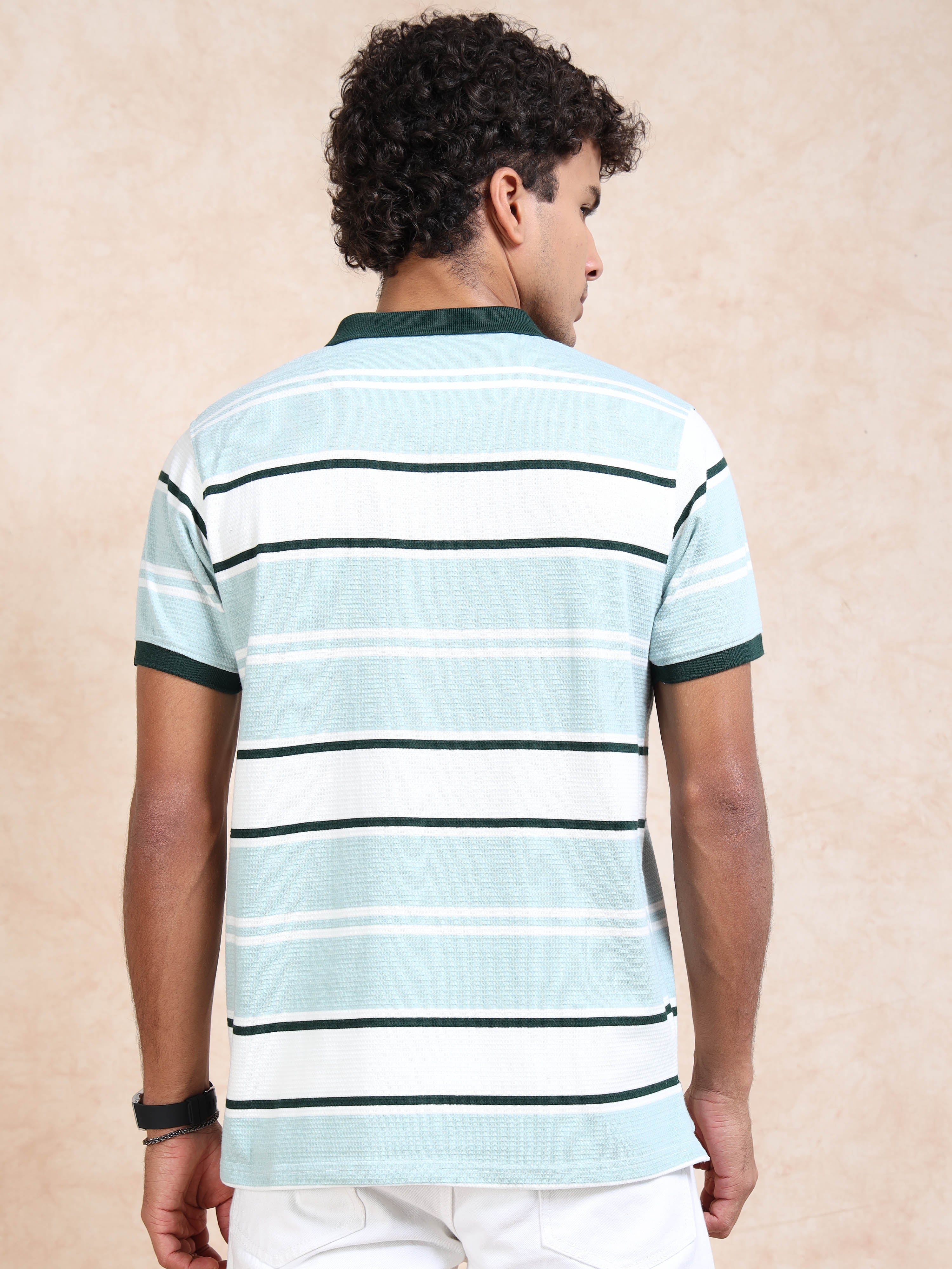 MEN'S GREEN SLIM FIT  POLO T SHIRT