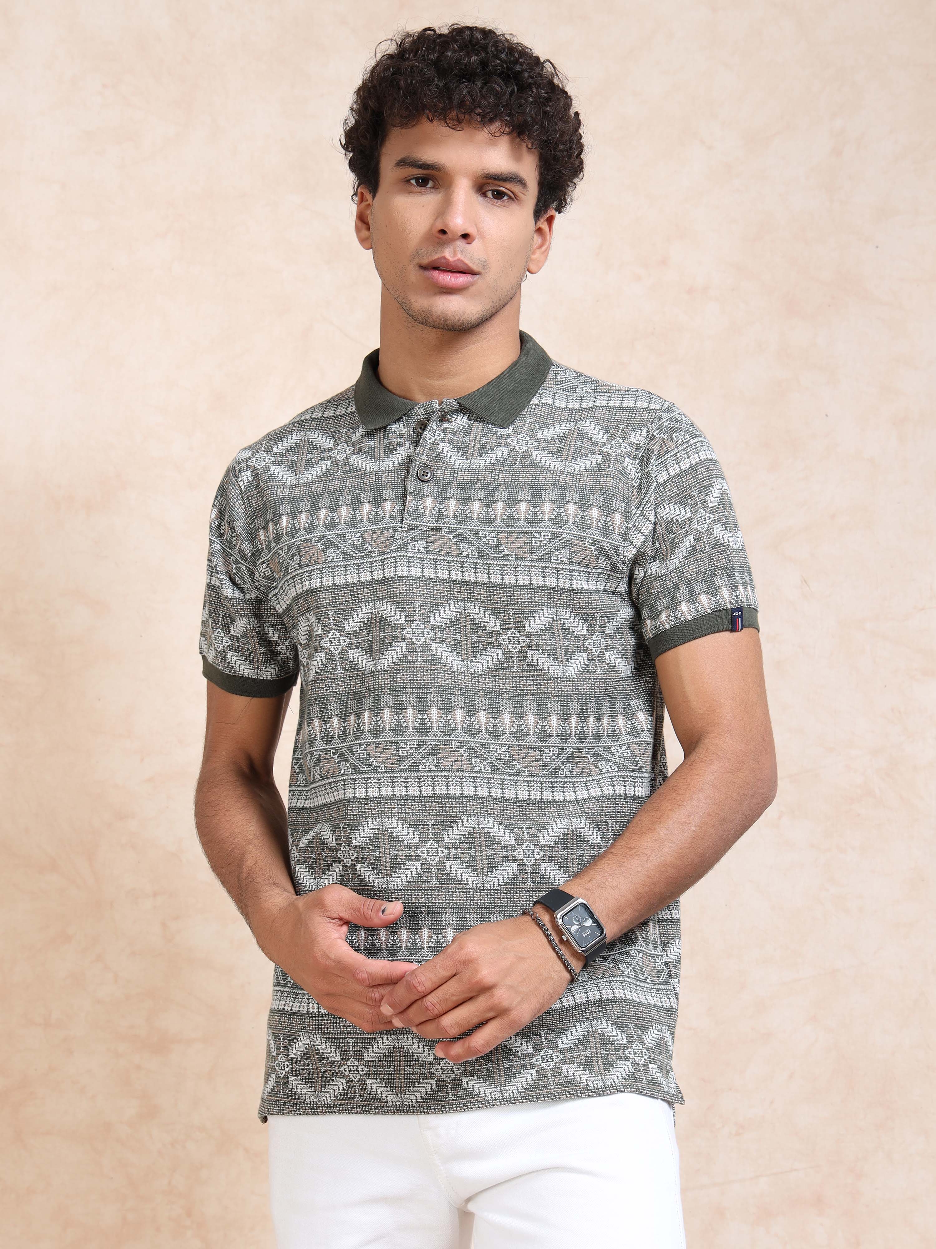 MEN'S GREEN SLIM FIT POLO TSHIRT