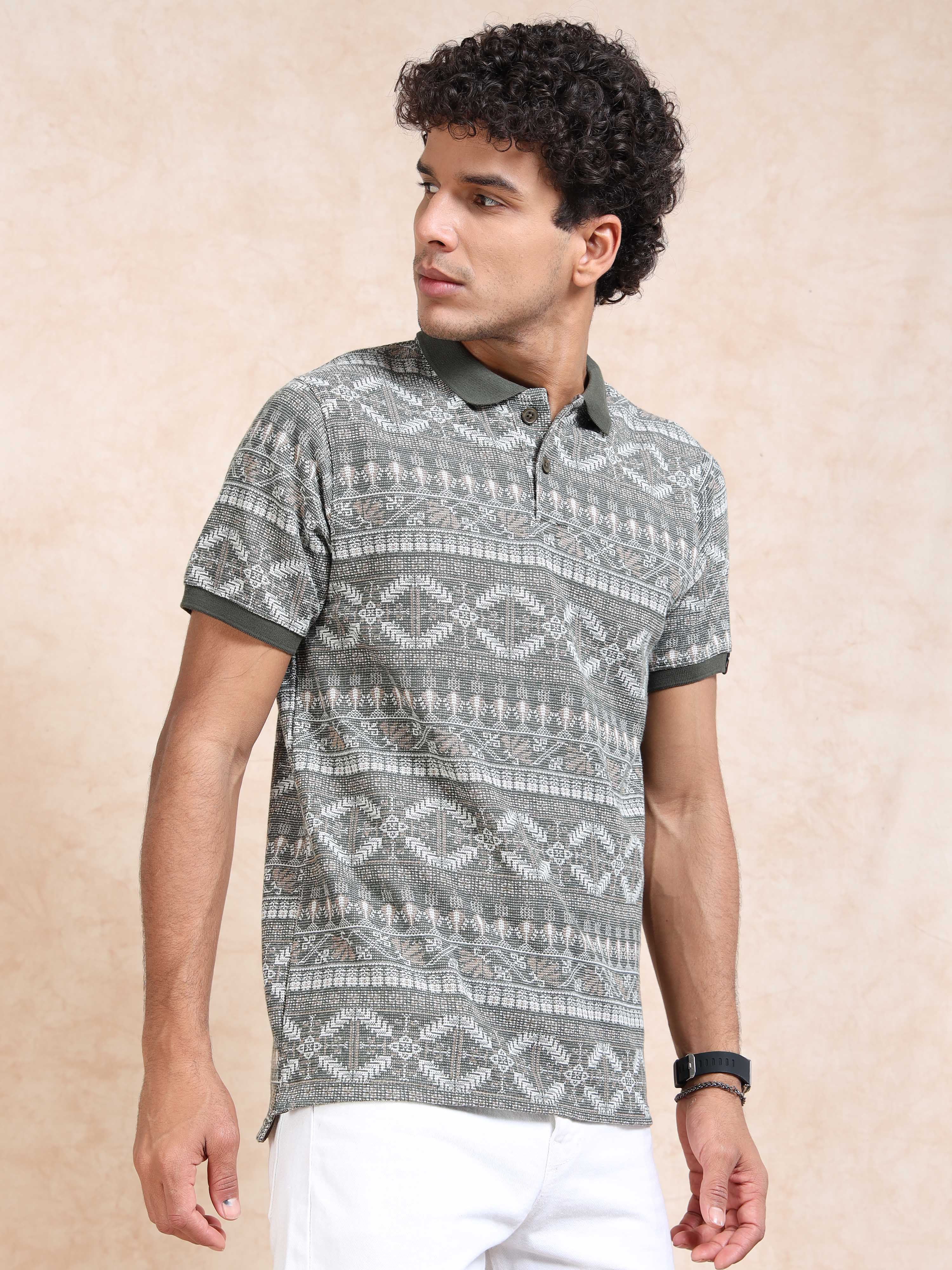 MEN'S GREEN SLIM FIT POLO TSHIRT