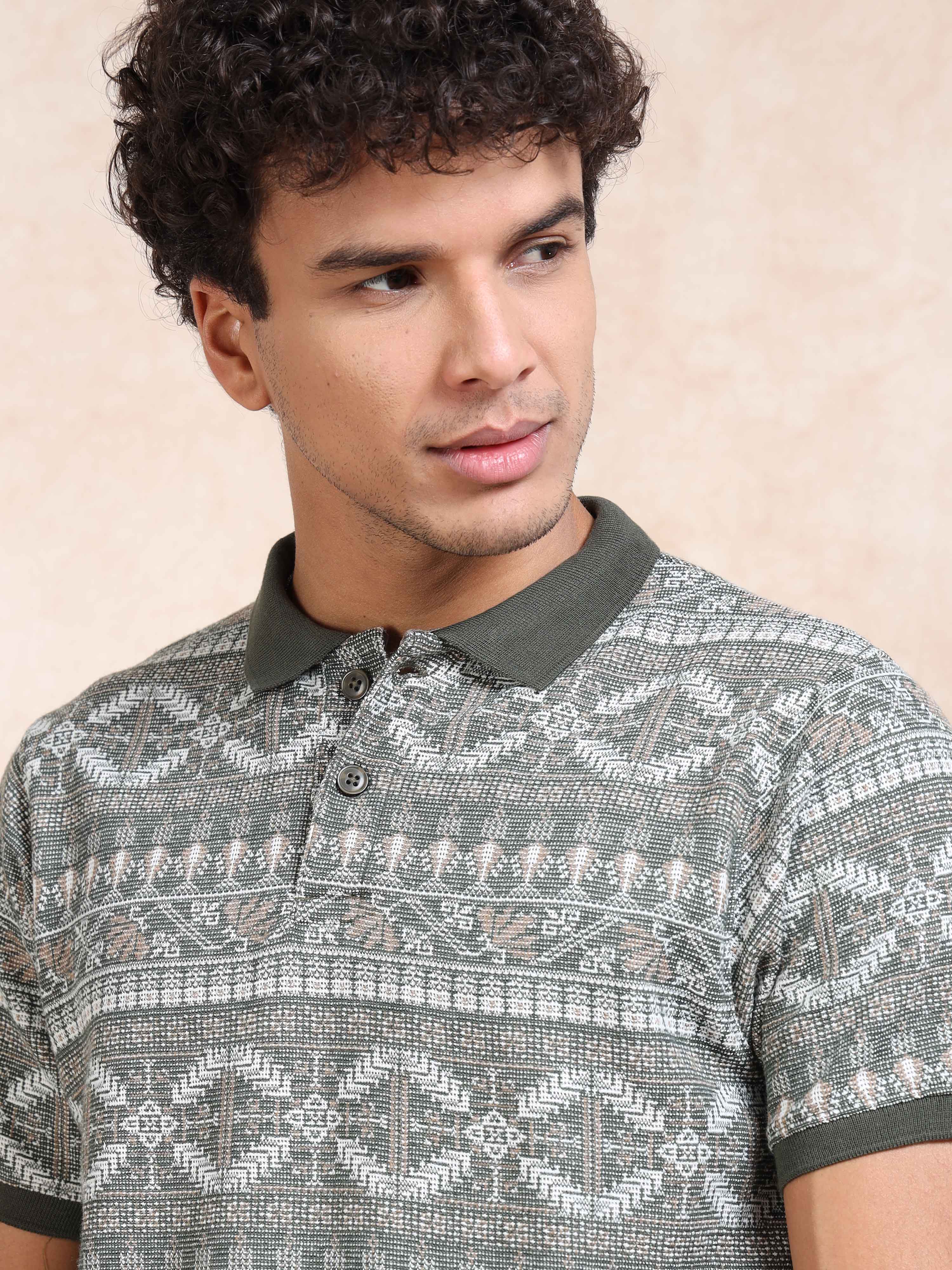 MEN'S GREEN SLIM FIT POLO TSHIRT