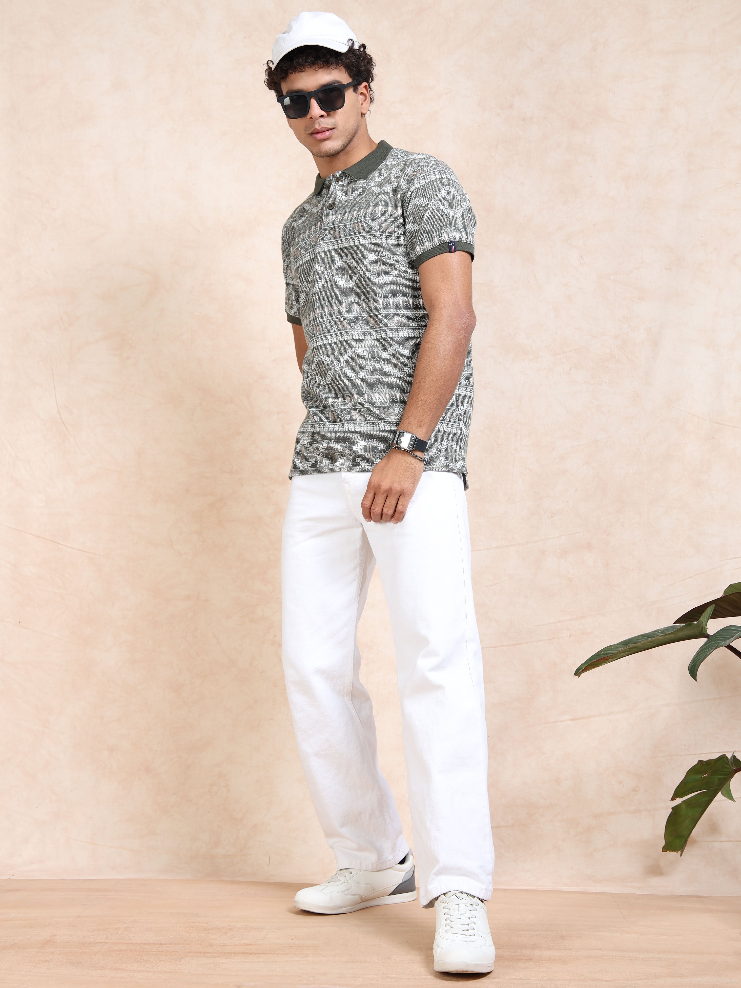 MEN'S GREEN SLIM FIT POLO TSHIRT