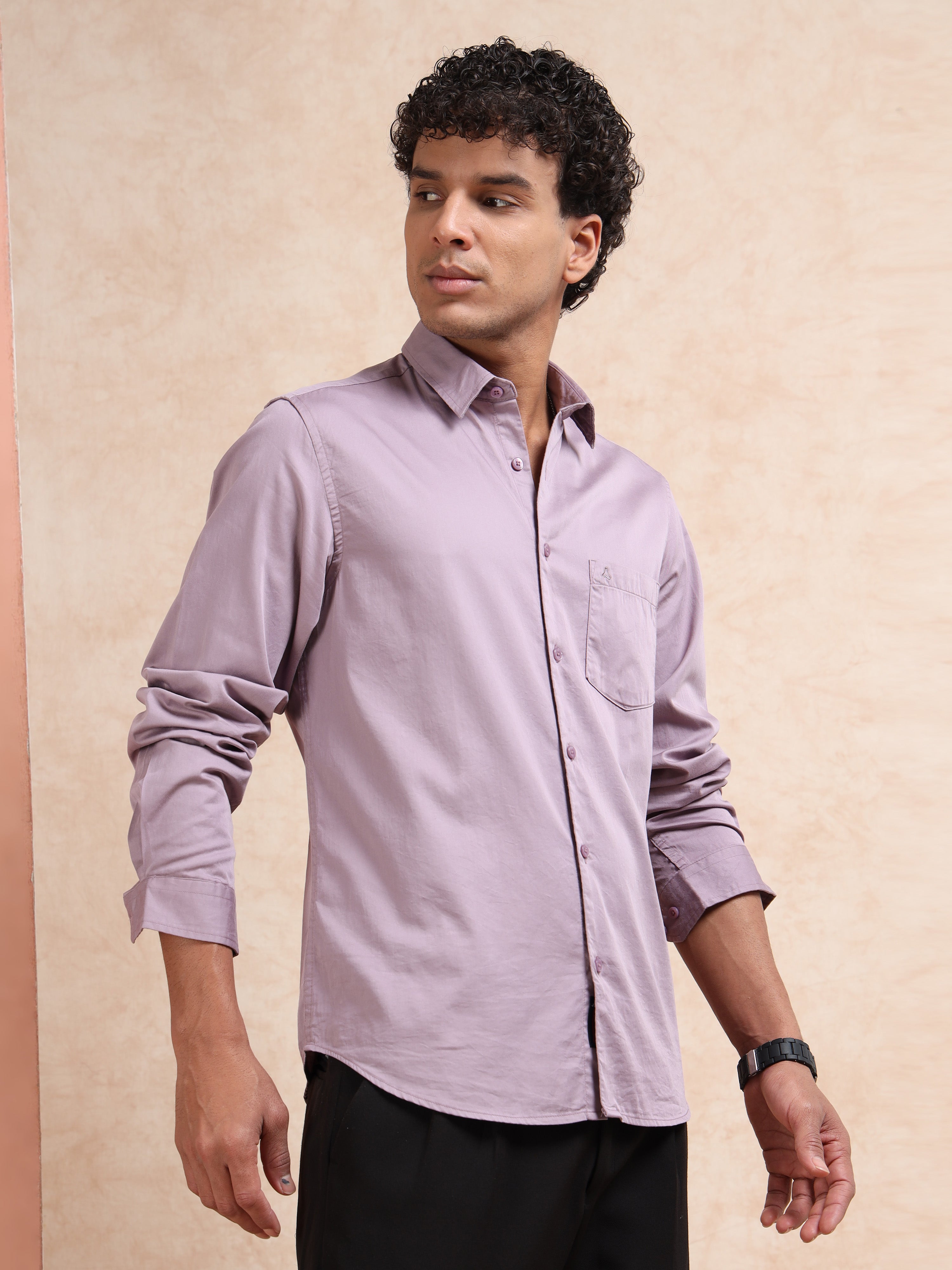 MEN'S ONION PINK SOLID SLIM FIT SHIRT