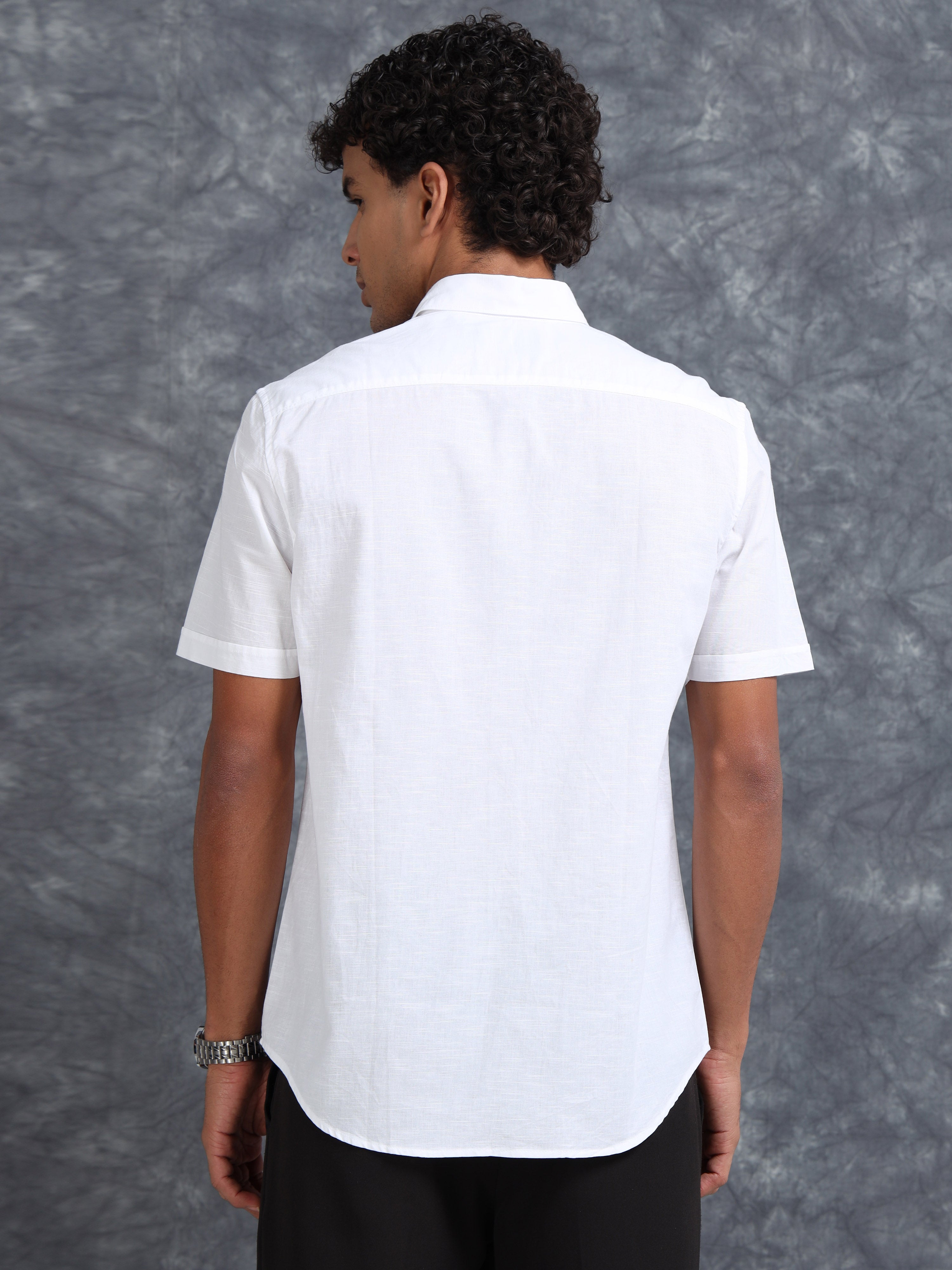 MEN'S WHITE SOLID SLIM FIT SHIRT