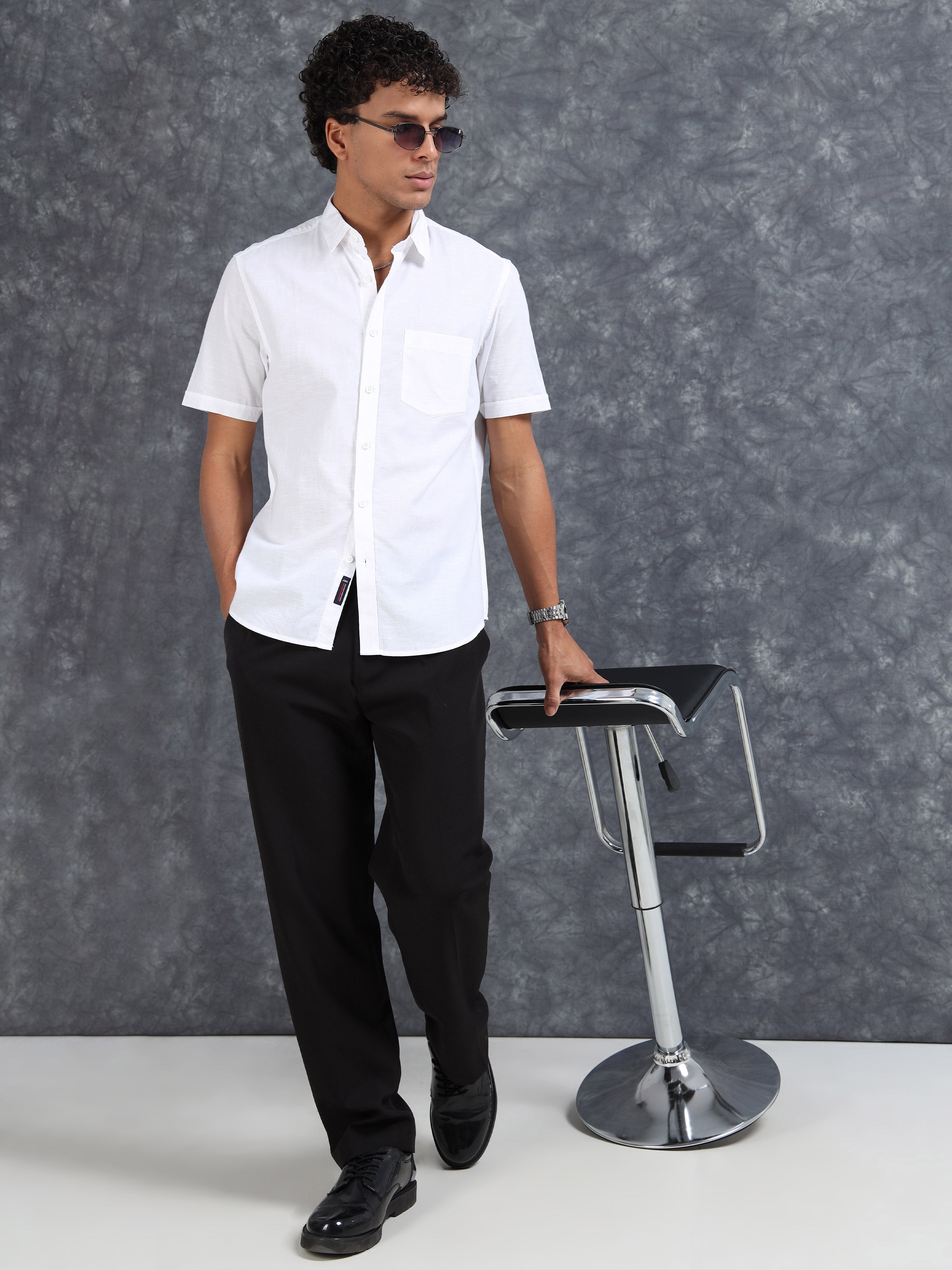 MEN'S WHITE SOLID SLIM FIT SHIRT