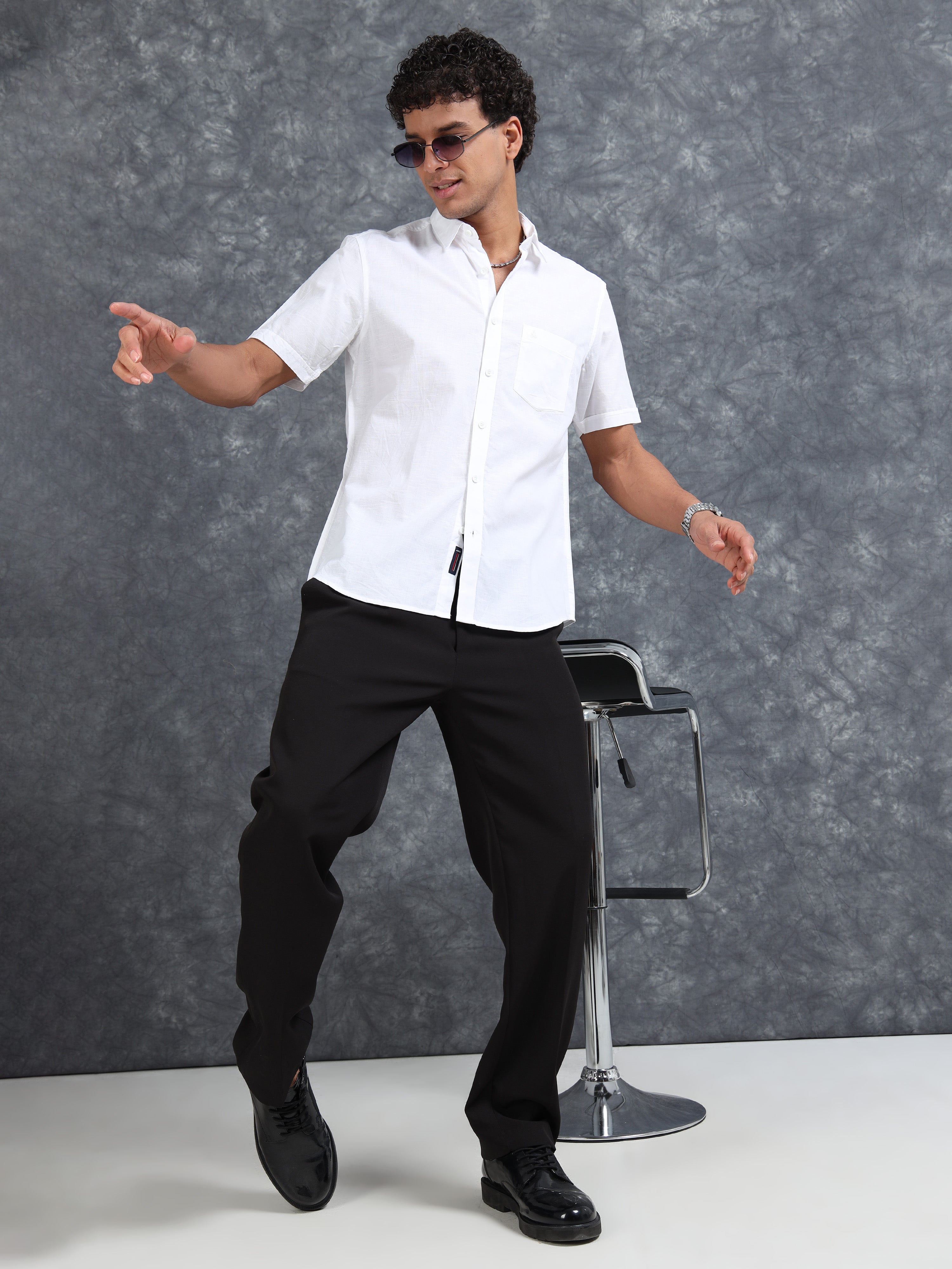 MEN'S WHITE SOLID SLIM FIT SHIRT