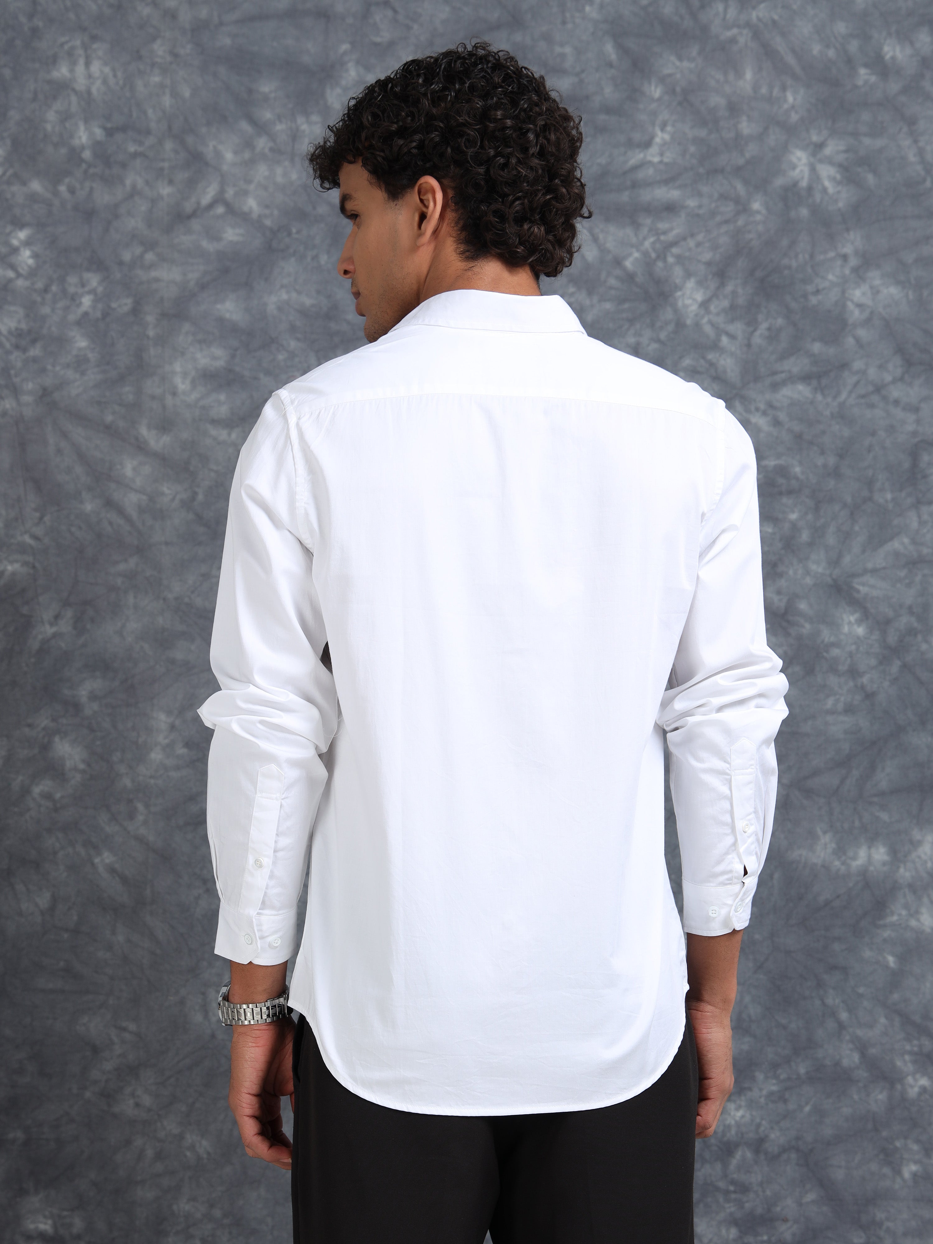 MEN'S WHITE SOLID SLIM FIT SHIRT