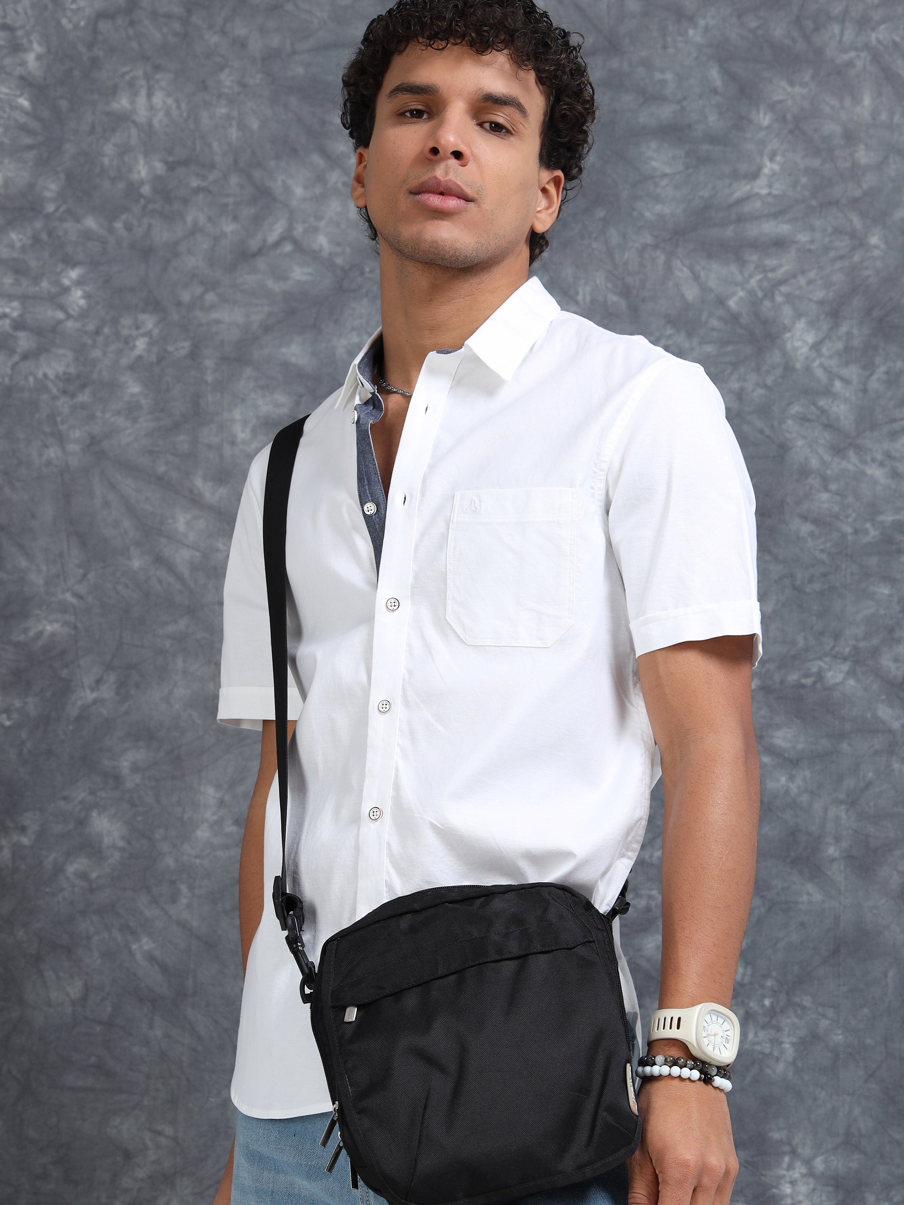 MEN'S WHITE SOLID SLIM FIT SHIRT