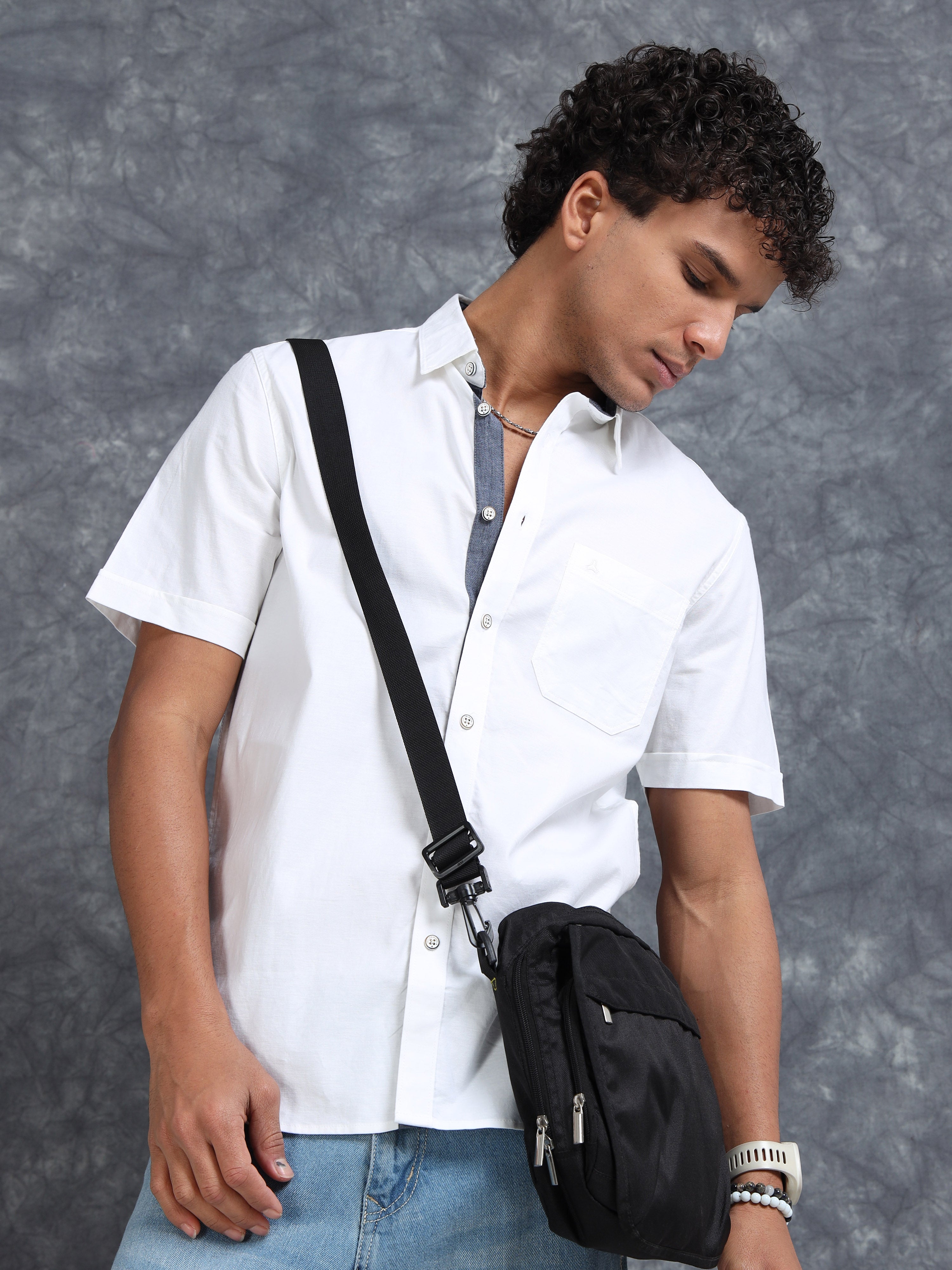 MEN'S WHITE SOLID SLIM FIT SHIRT