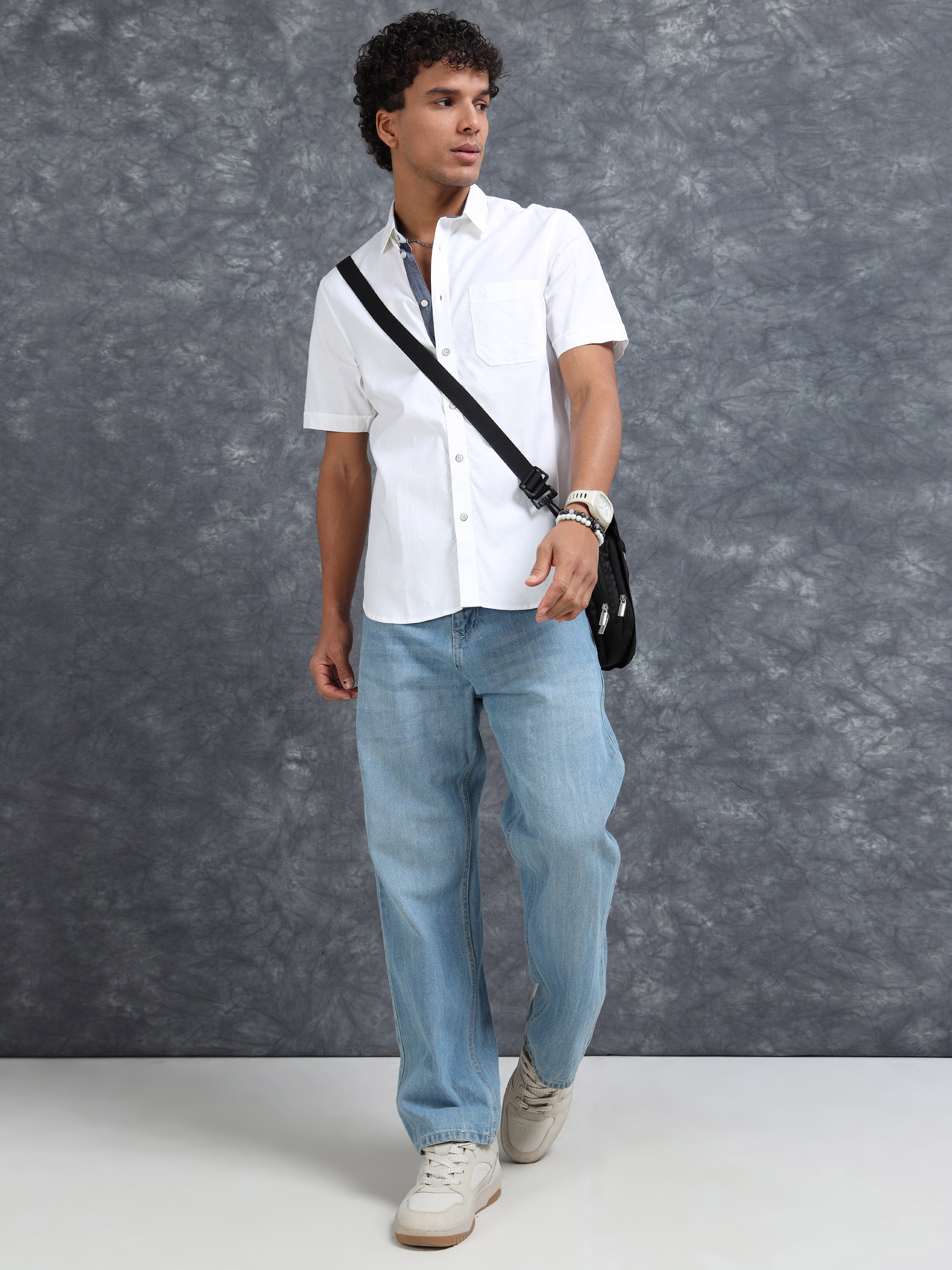 MEN'S WHITE SOLID SLIM FIT SHIRT