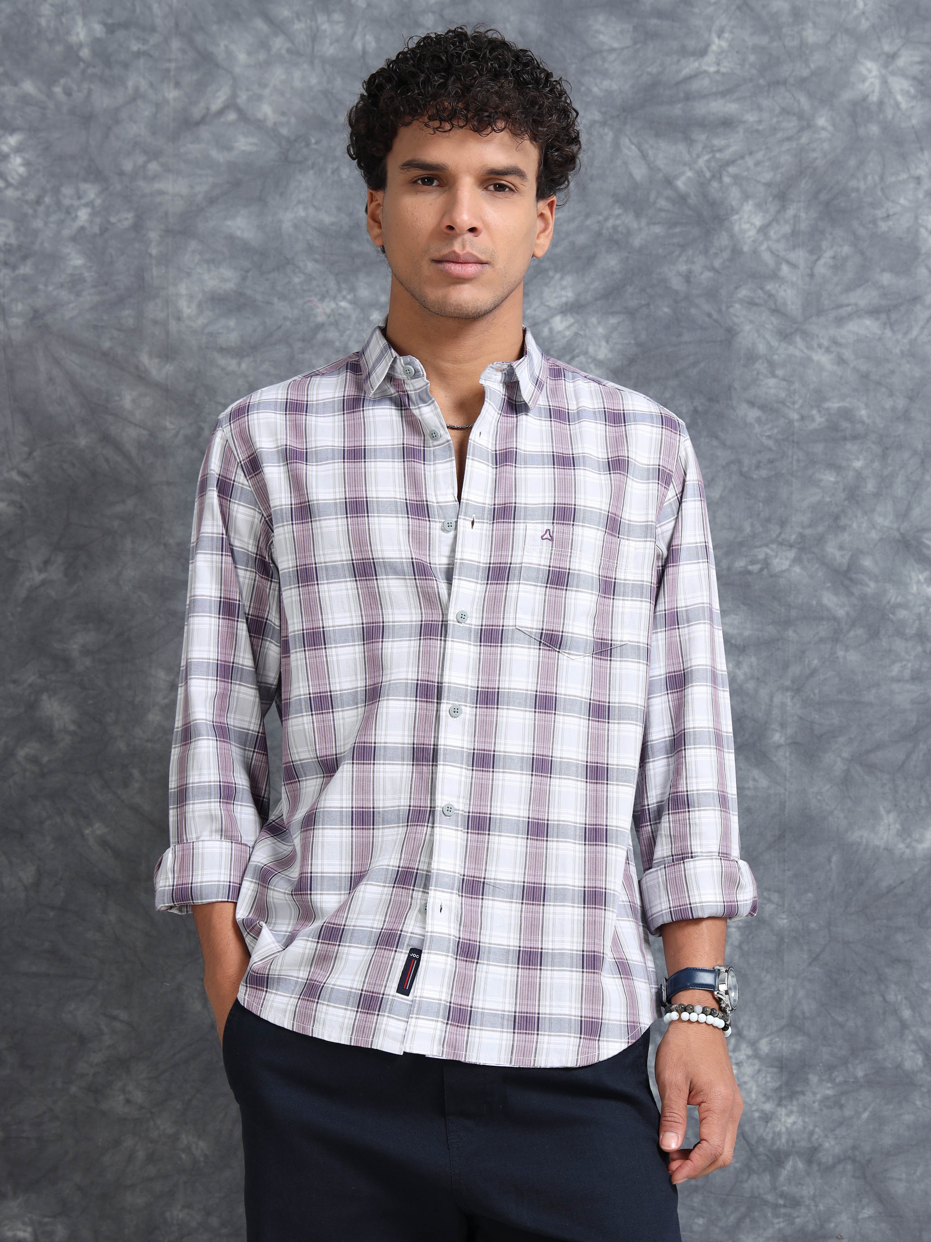 MEN'S PURPLE CHECKS SLIM FIT SHIRT