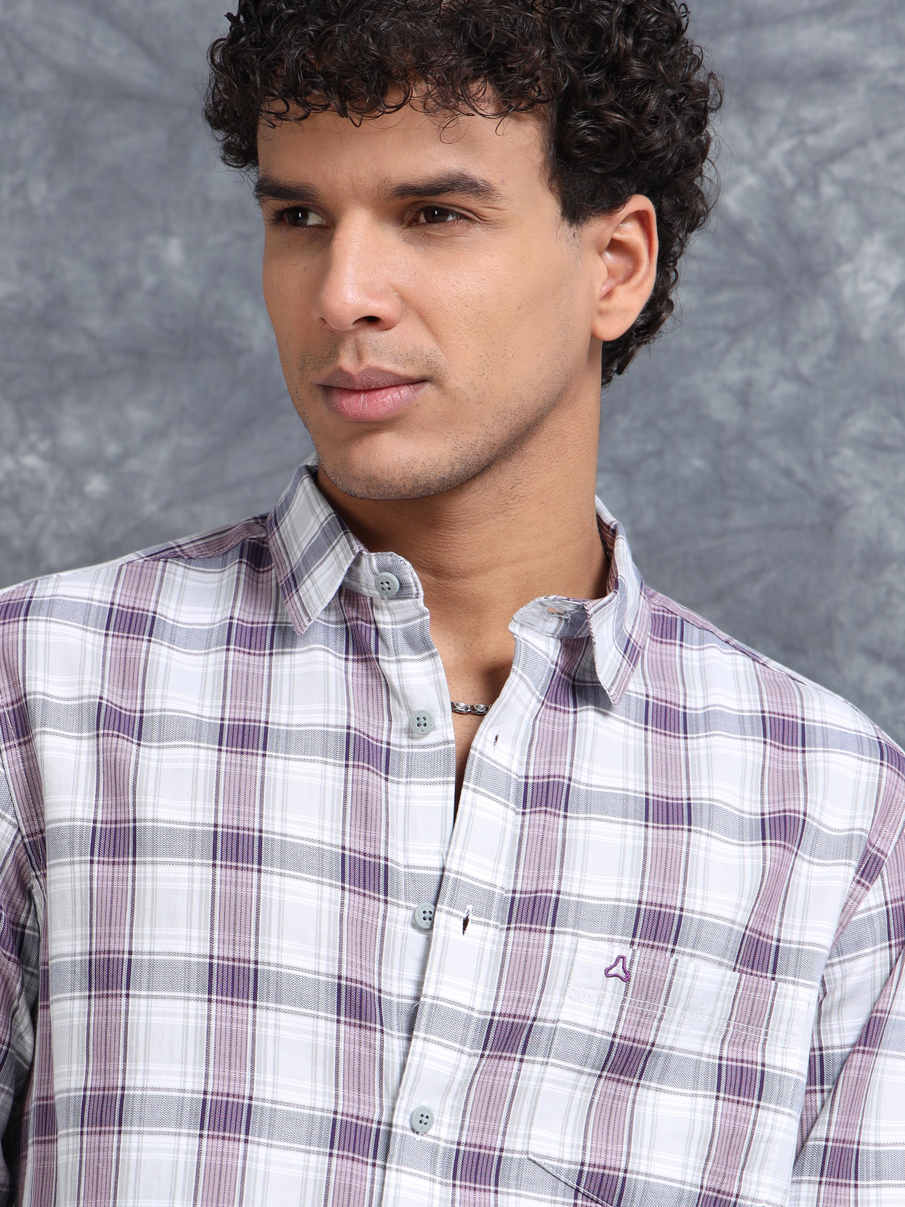 MEN'S PURPLE CHECKS SLIM FIT SHIRT