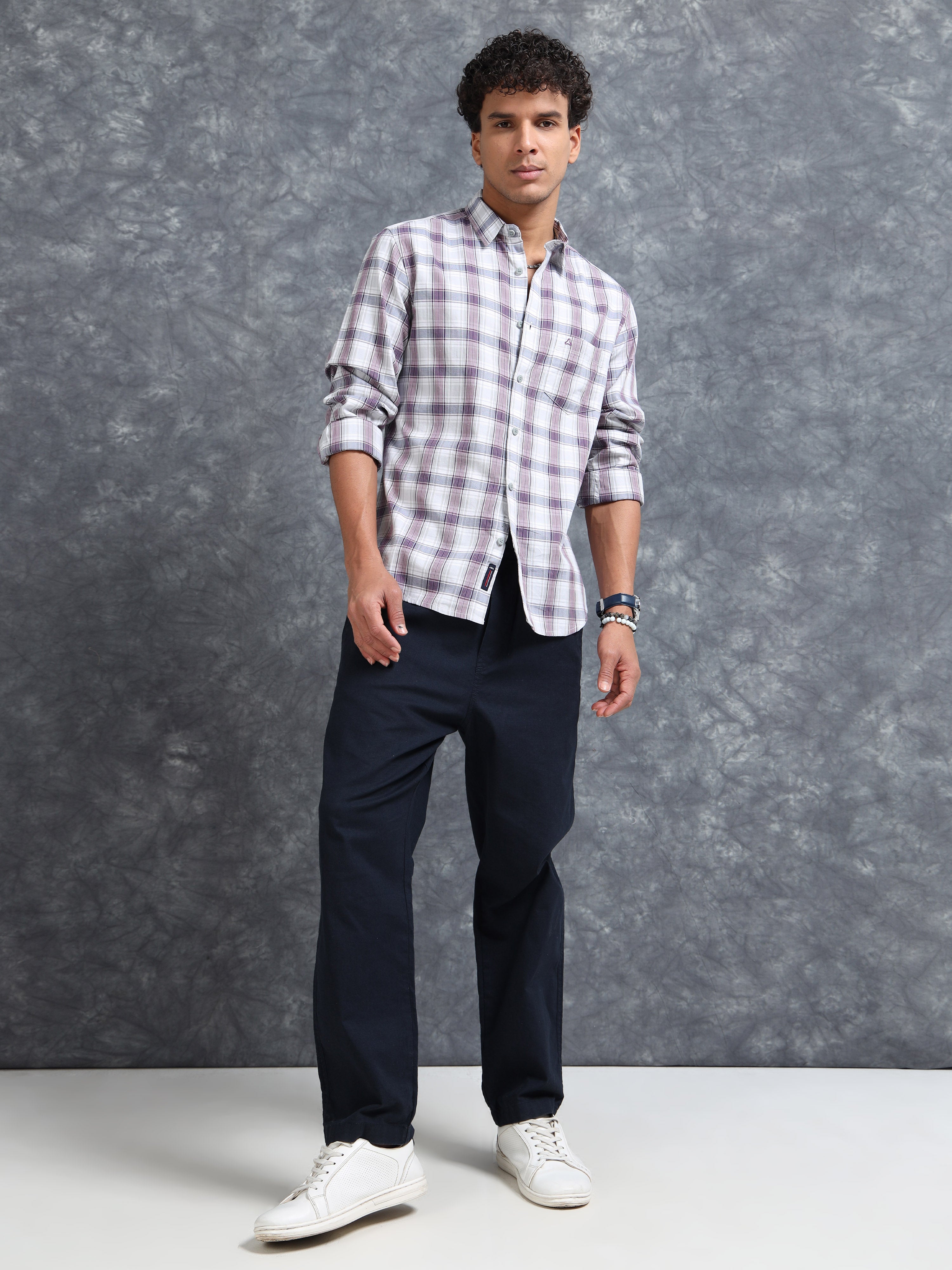 MEN'S PURPLE CHECKS SLIM FIT SHIRT