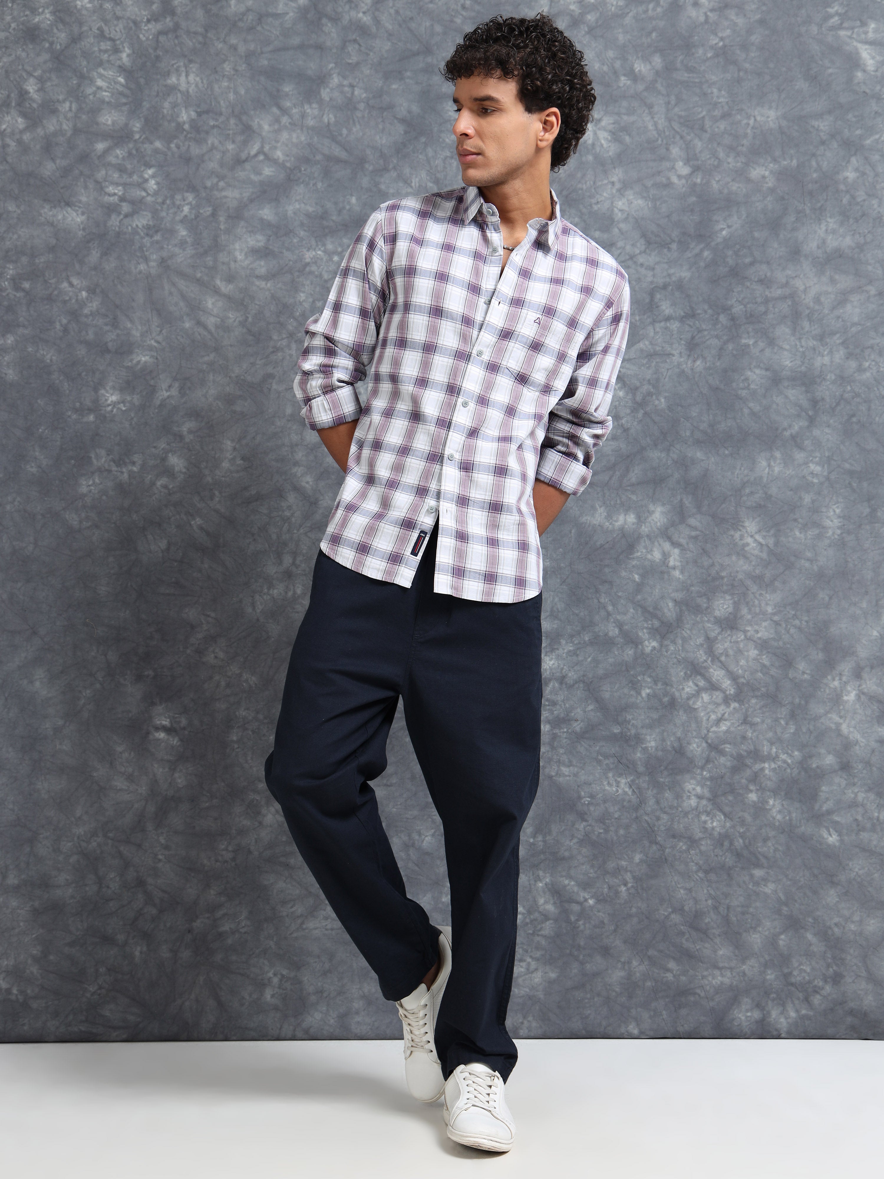 MEN'S PURPLE CHECKS SLIM FIT SHIRT