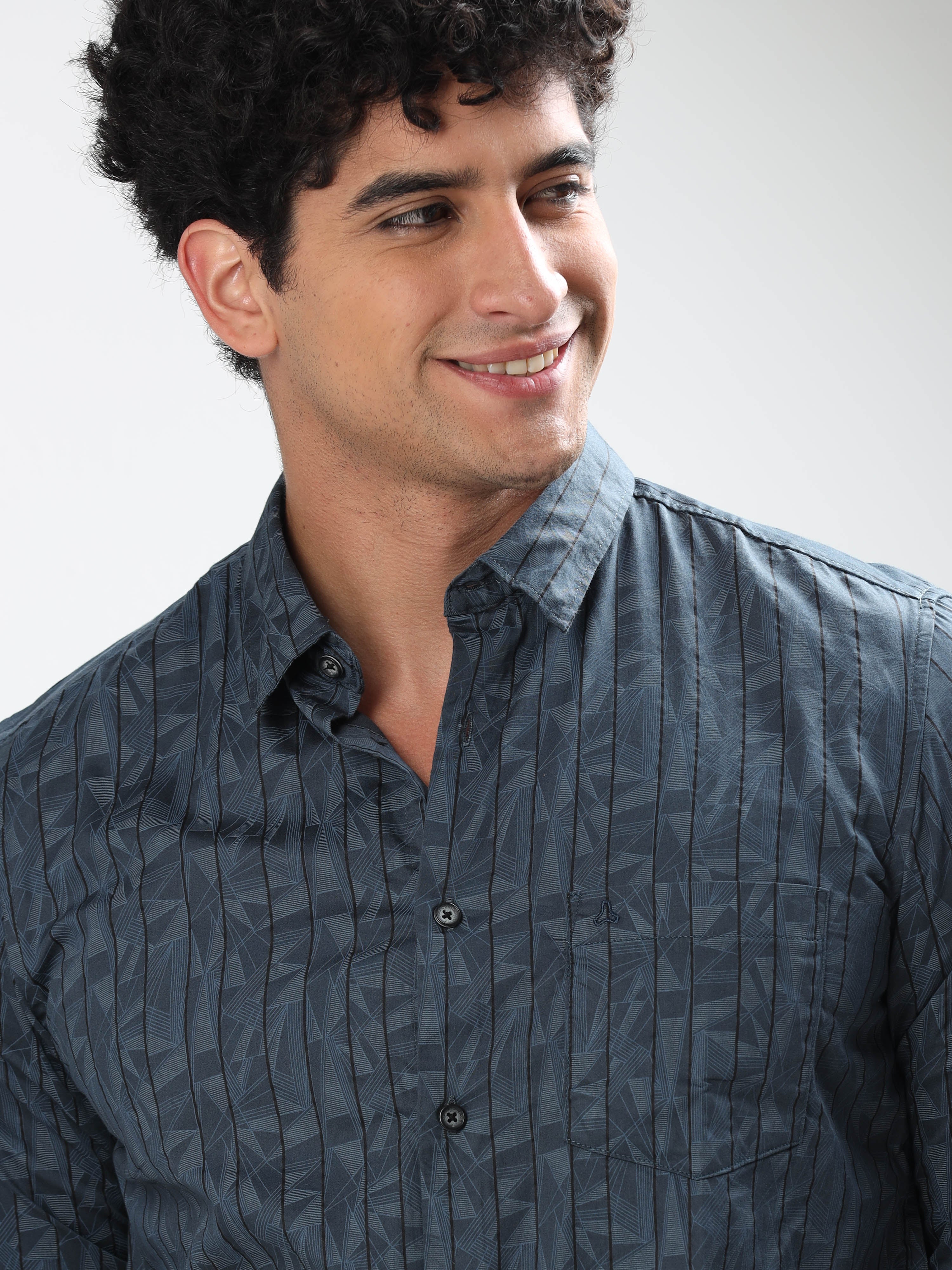 MEN'S P.GREEN PRINT SLIM FIT SHIRT