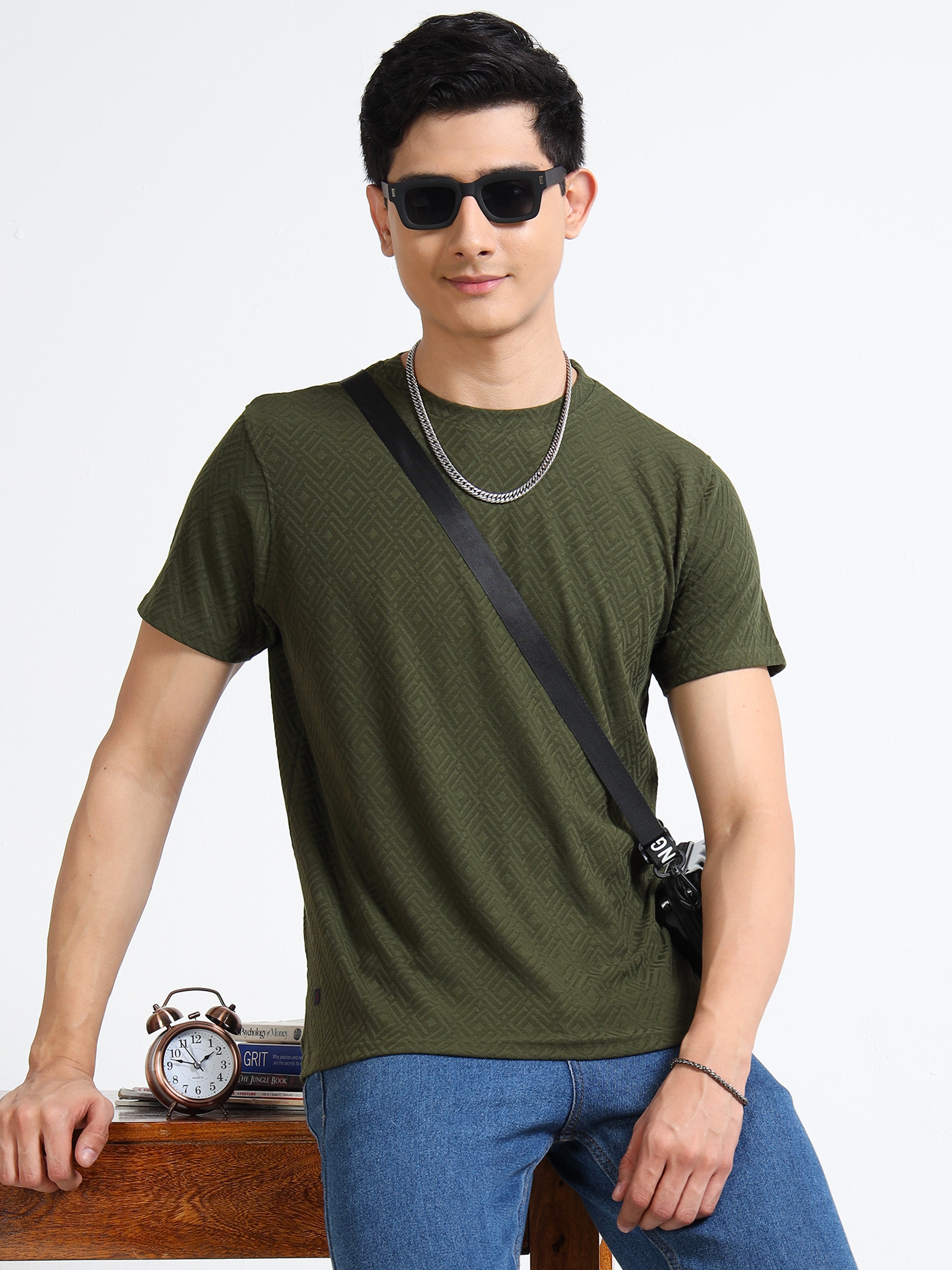 MEN'S OLIVE SLIM FIT T SHIRT