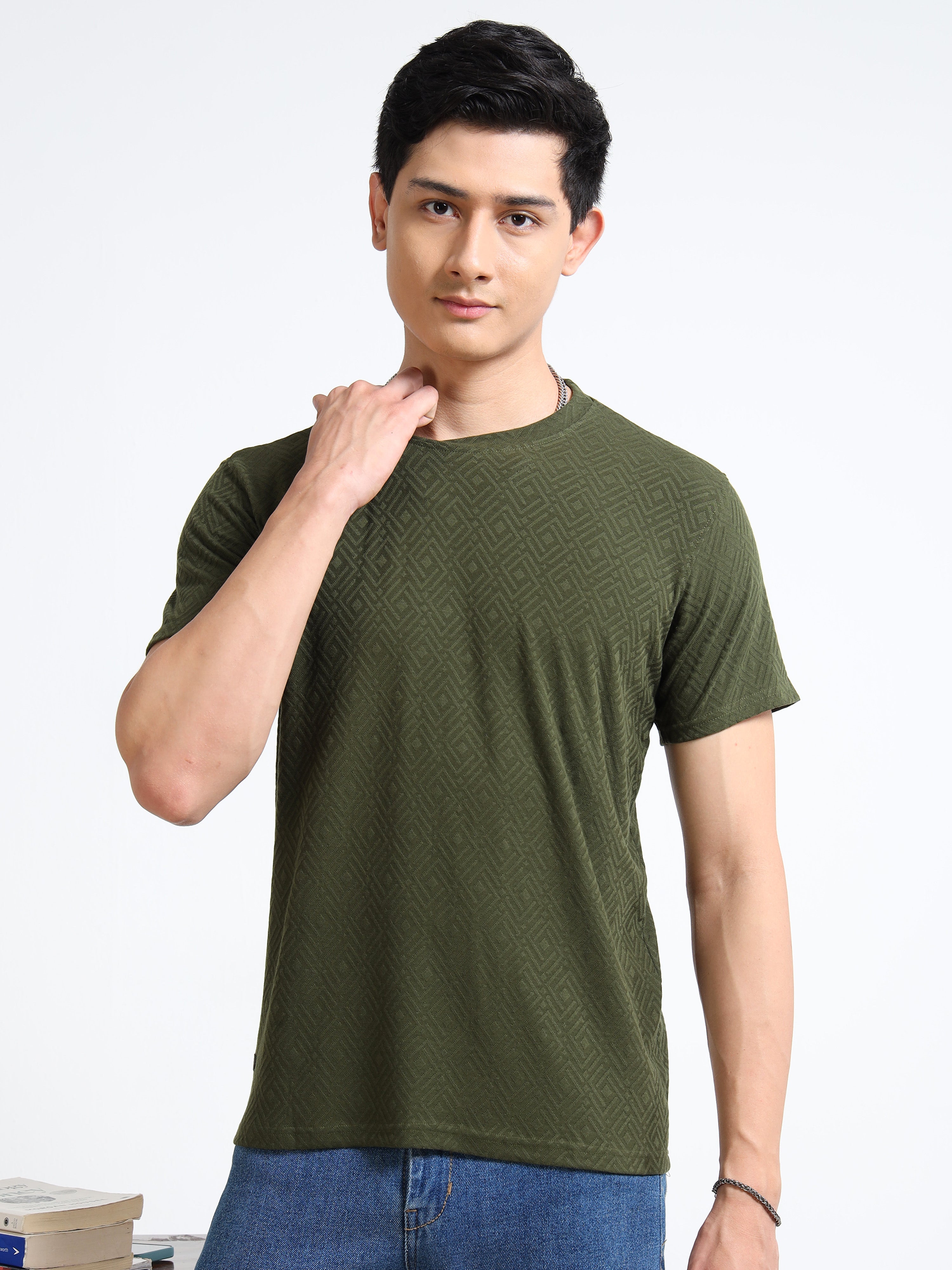 MEN'S OLIVE SLIM FIT T SHIRT
