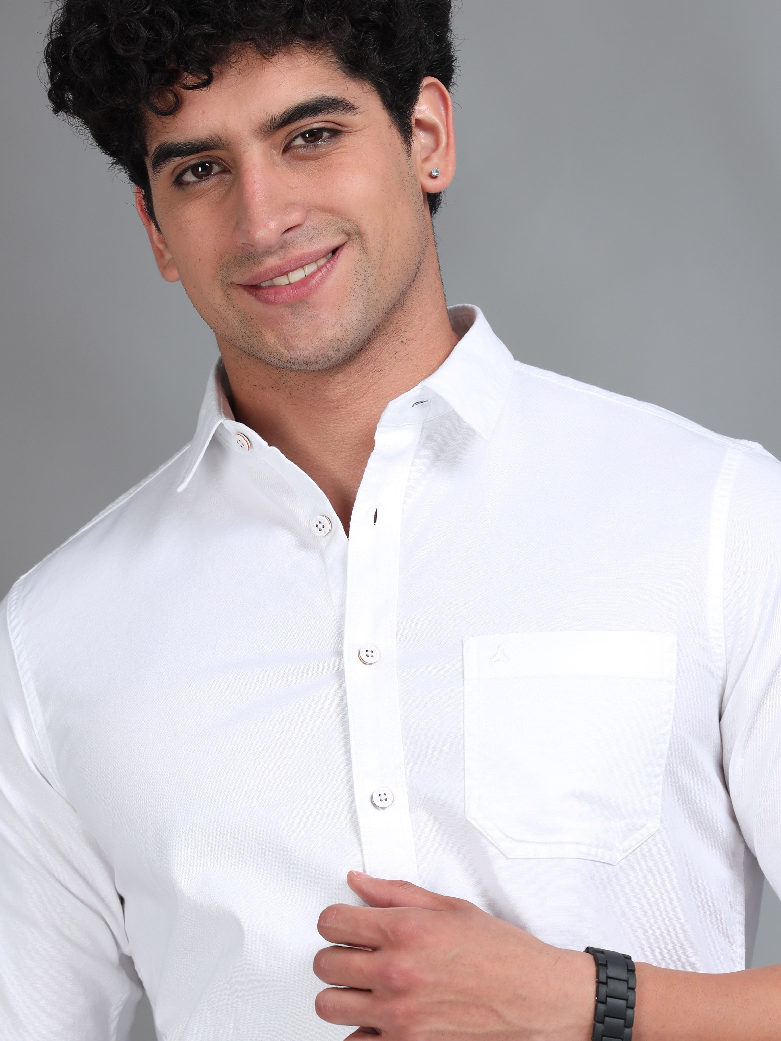 MEN'S WHITE SOLID SLIM FIT SHIRT