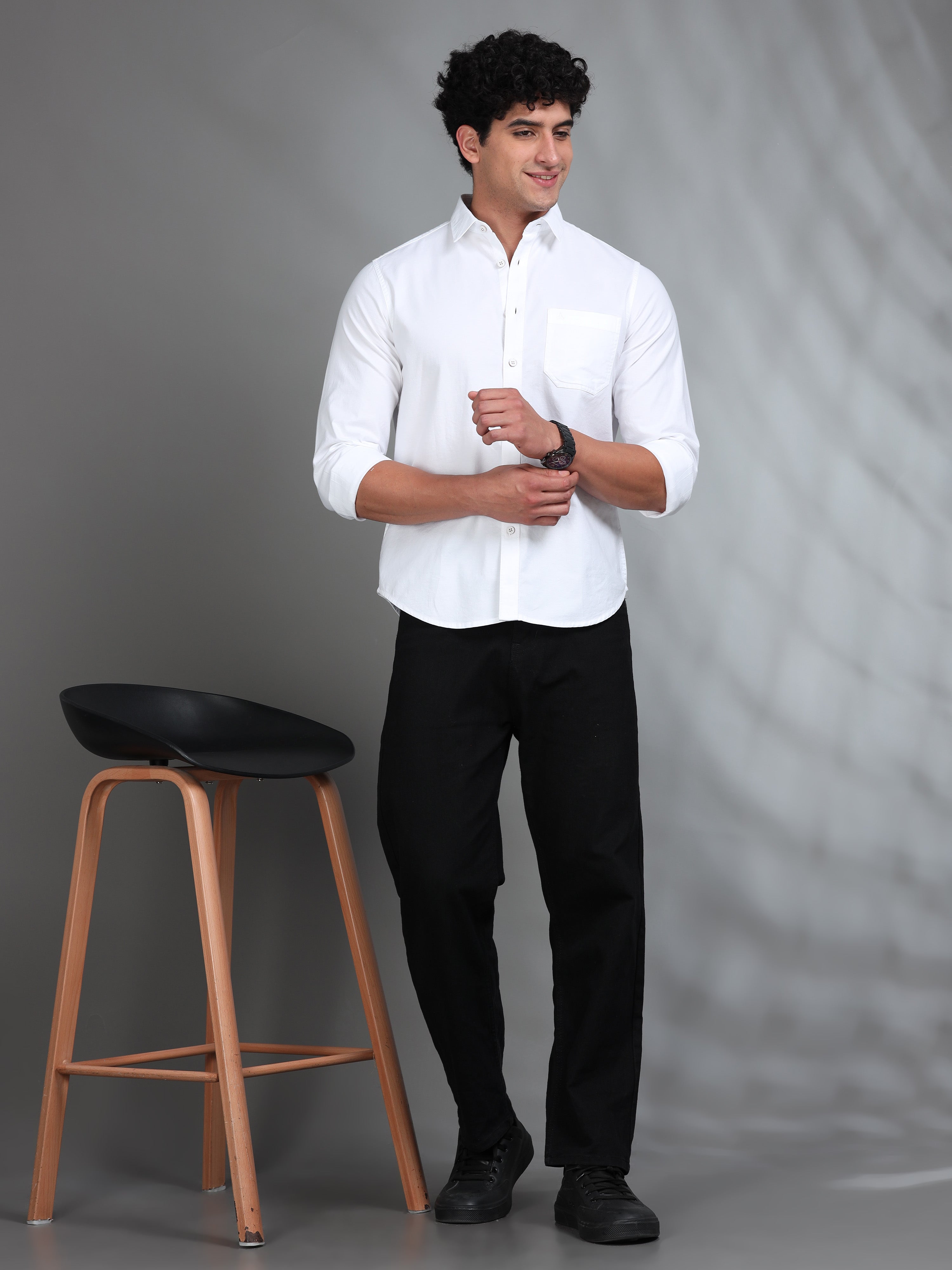 MEN'S WHITE SOLID SLIM FIT SHIRT