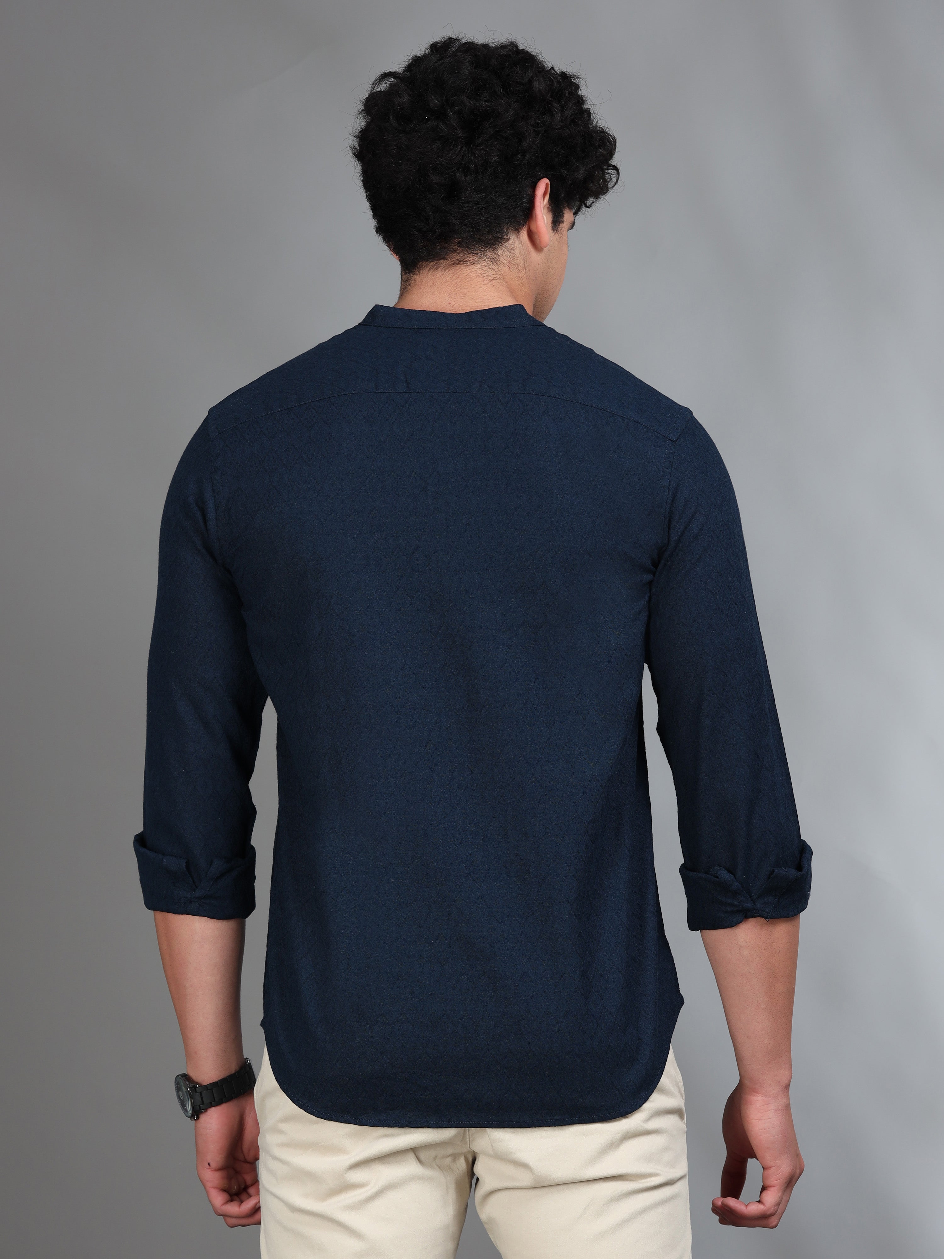 MEN'S INDIGO SOLID SLIM FIT SHIRT