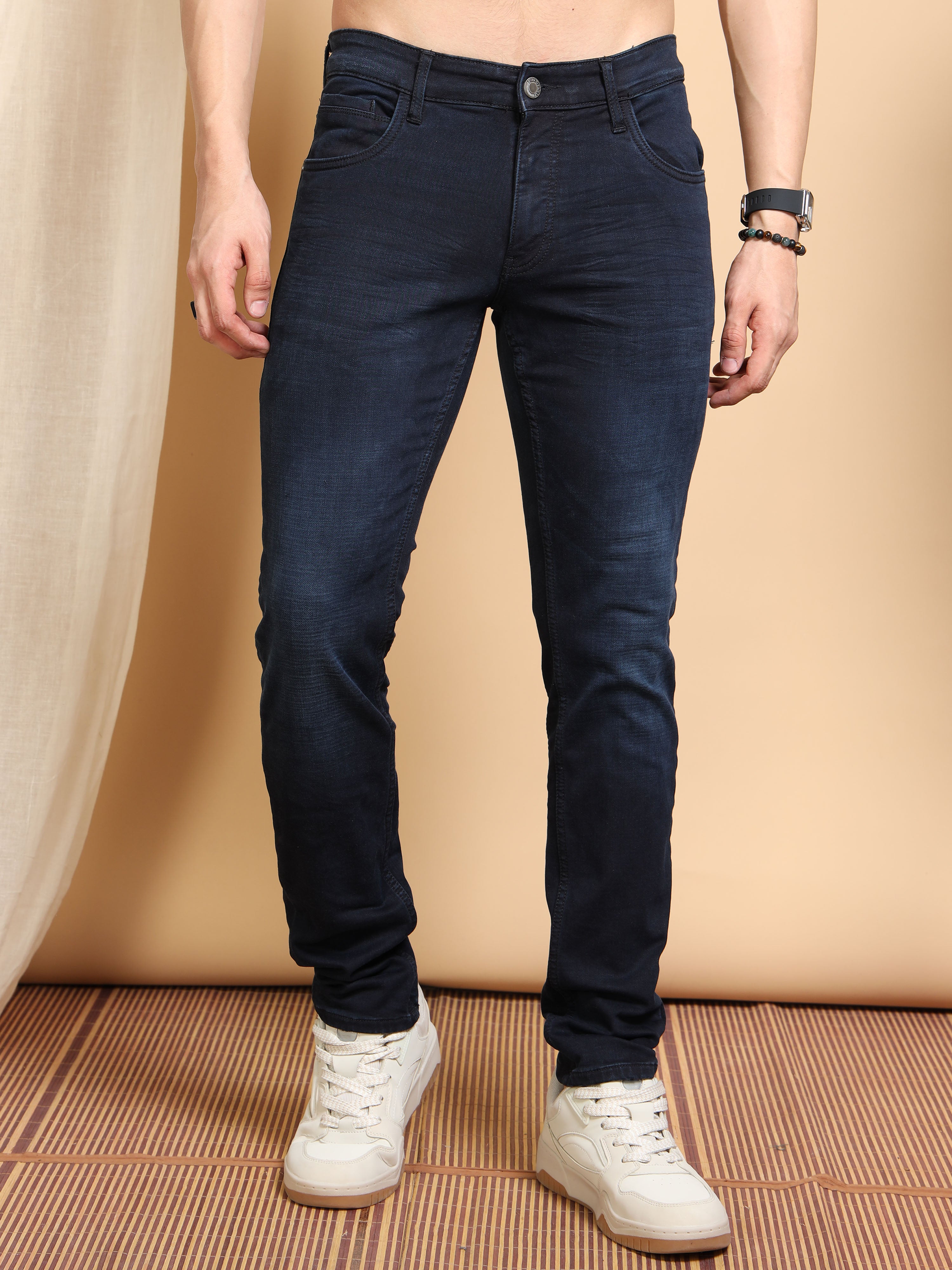 MEN'S DK.NAVY SOLID SLIM FIT JEANS