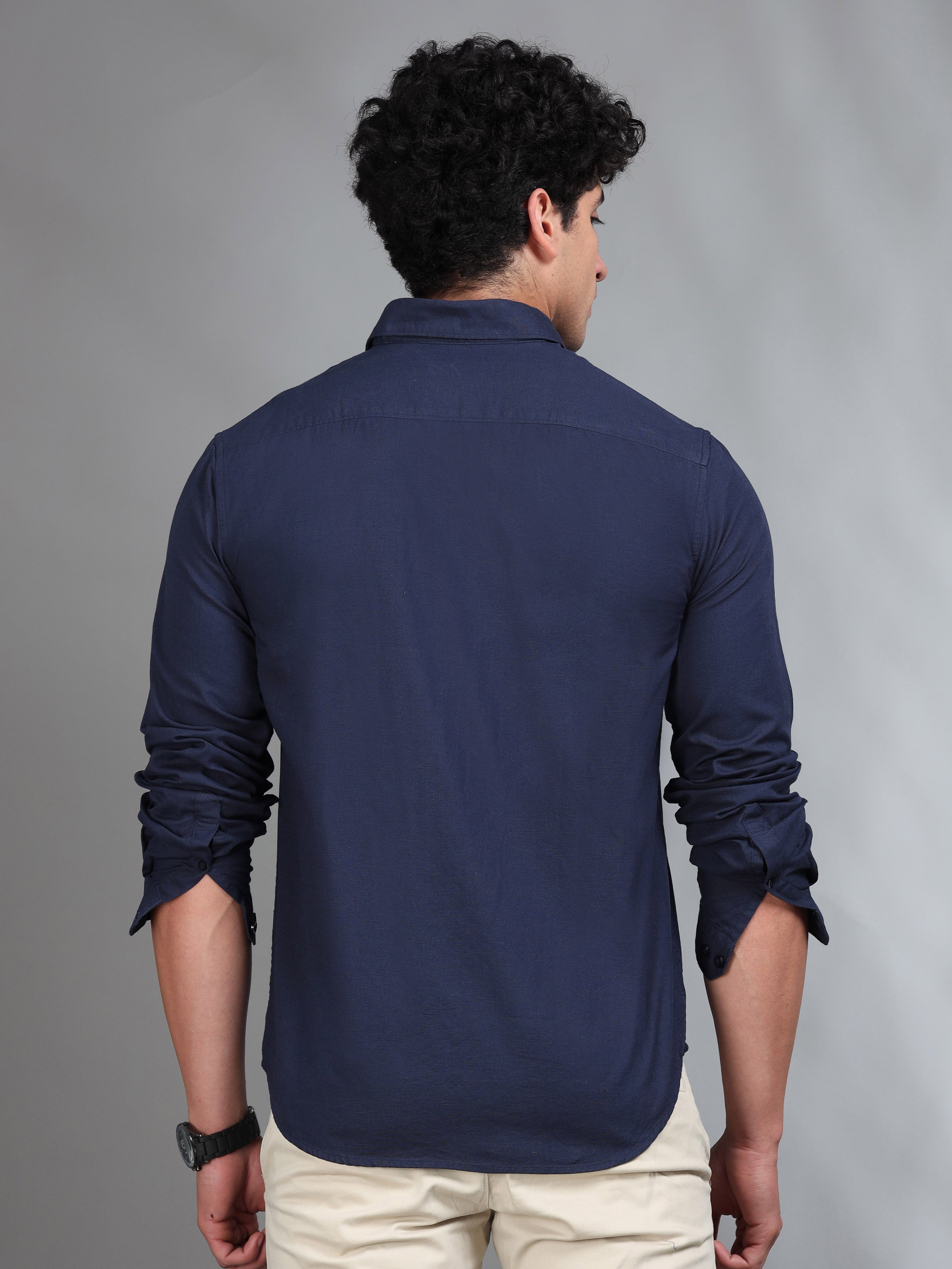 MEN'S BLUE SOLID SLIM FIT SHIRT
