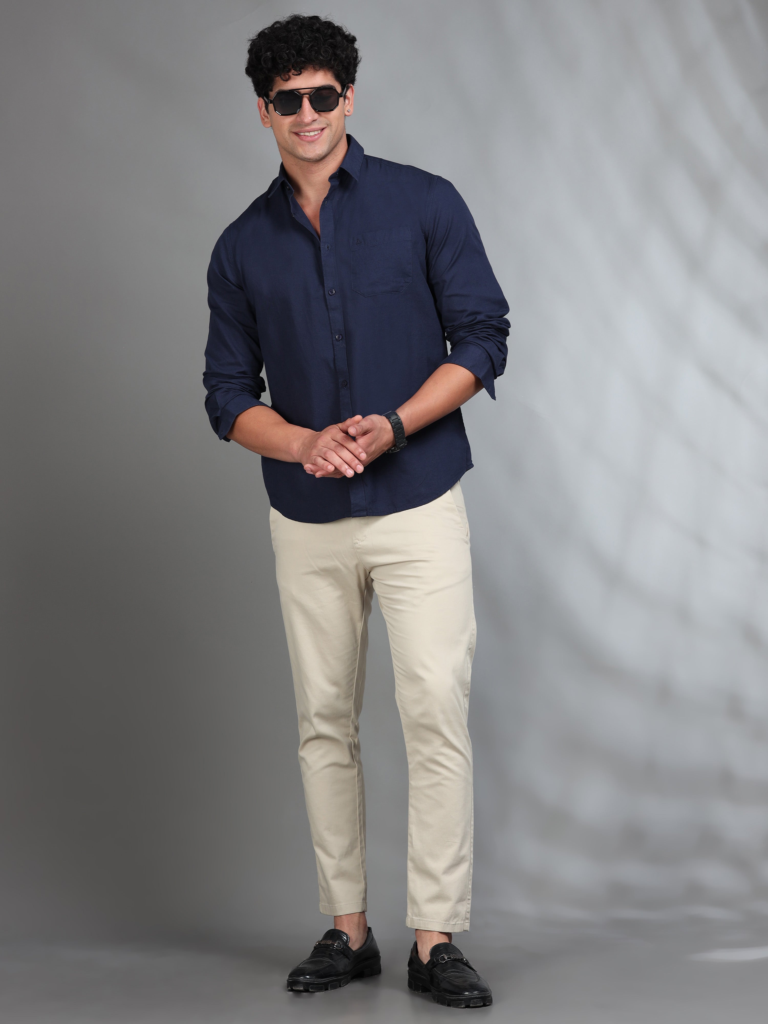 MEN'S BLUE SOLID SLIM FIT SHIRT