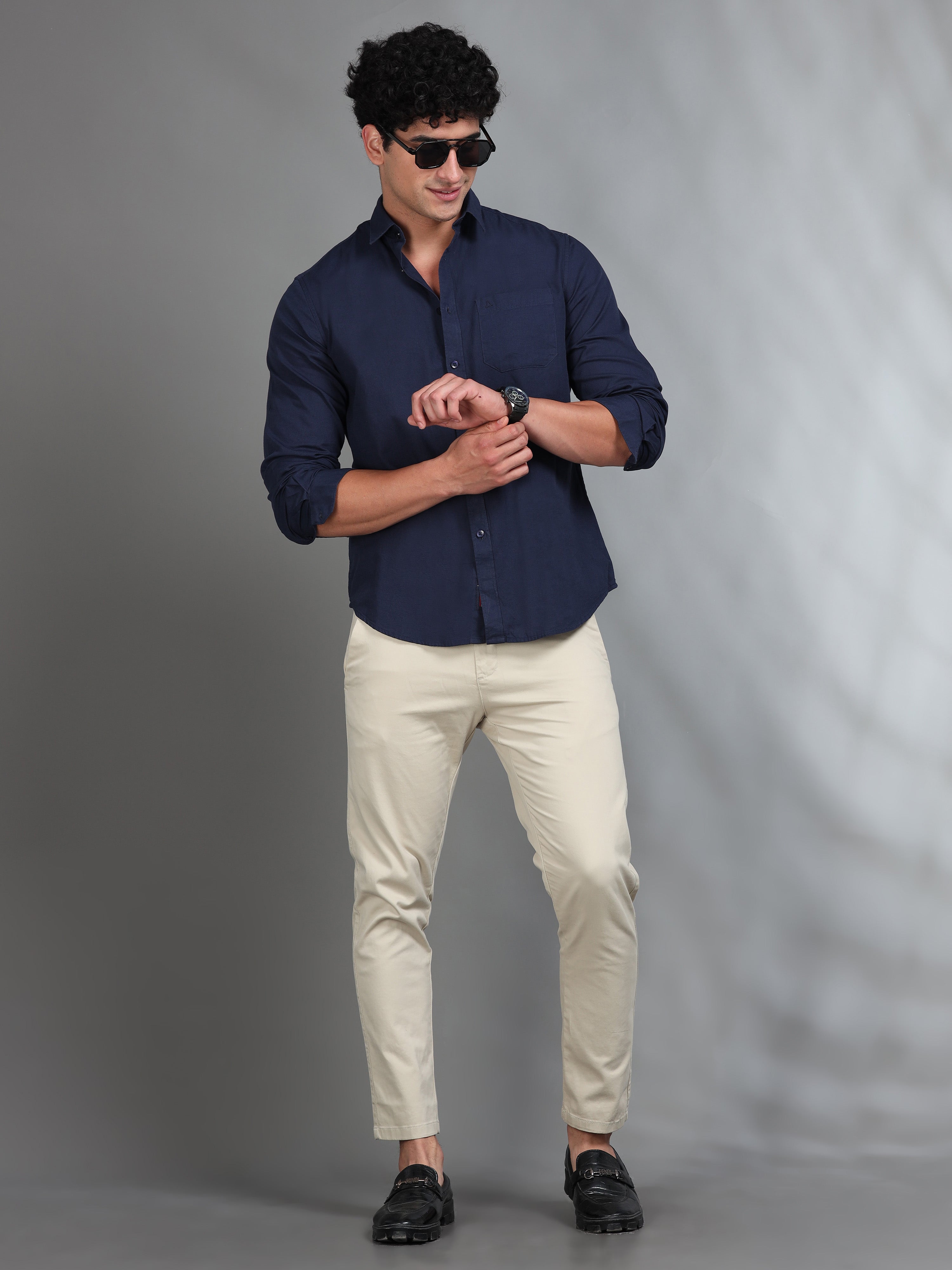 MEN'S BLUE SOLID SLIM FIT SHIRT