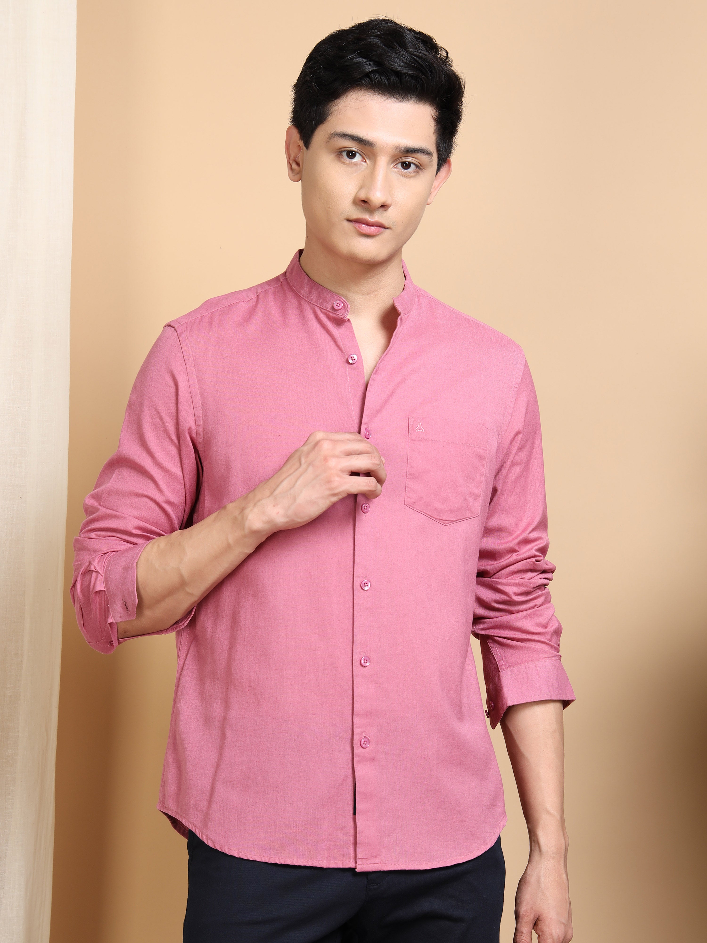 MEN'S TERRACOTA SOLID SLIM FIT SHIRT