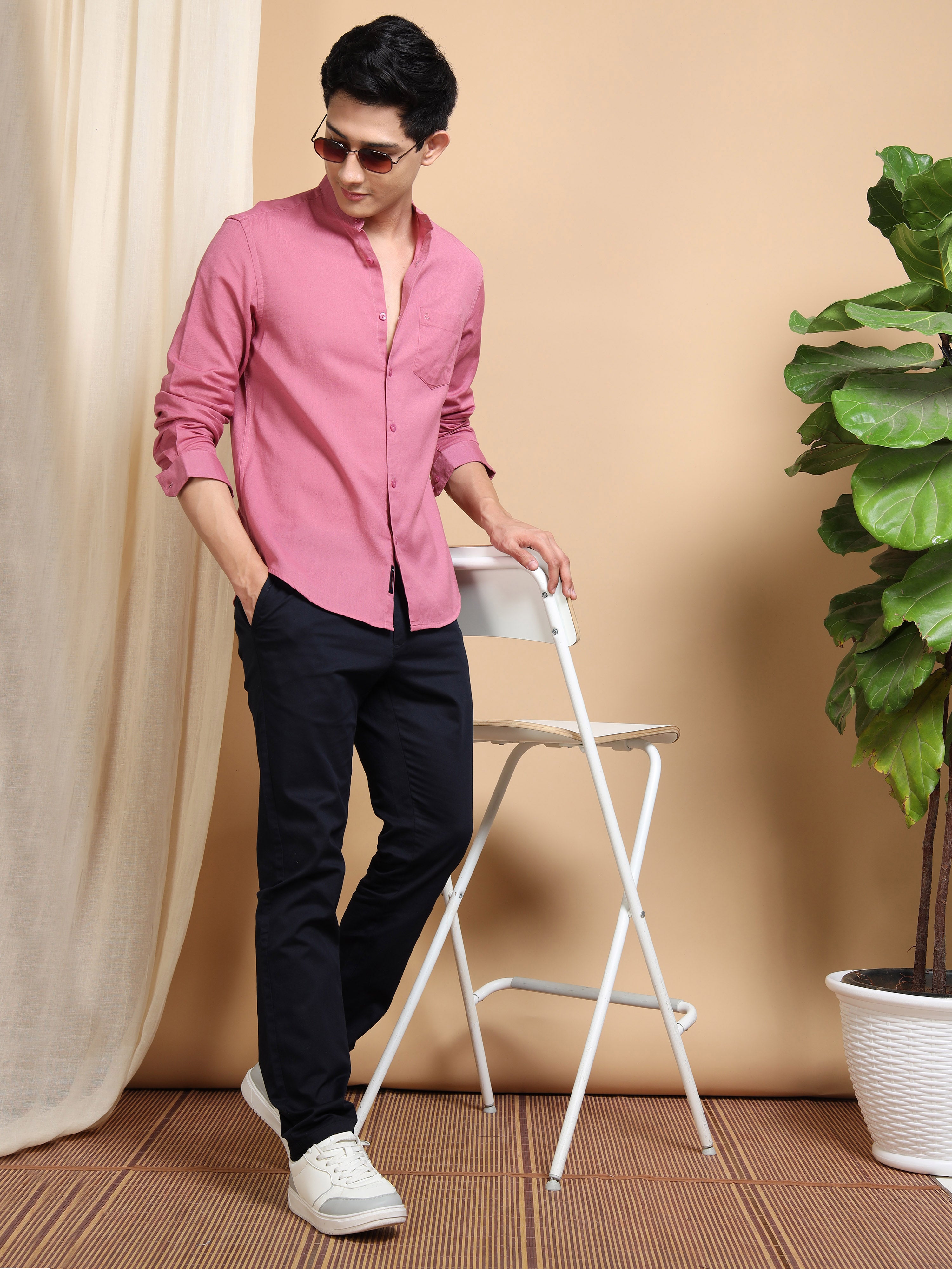 MEN'S TERRACOTA SOLID SLIM FIT SHIRT