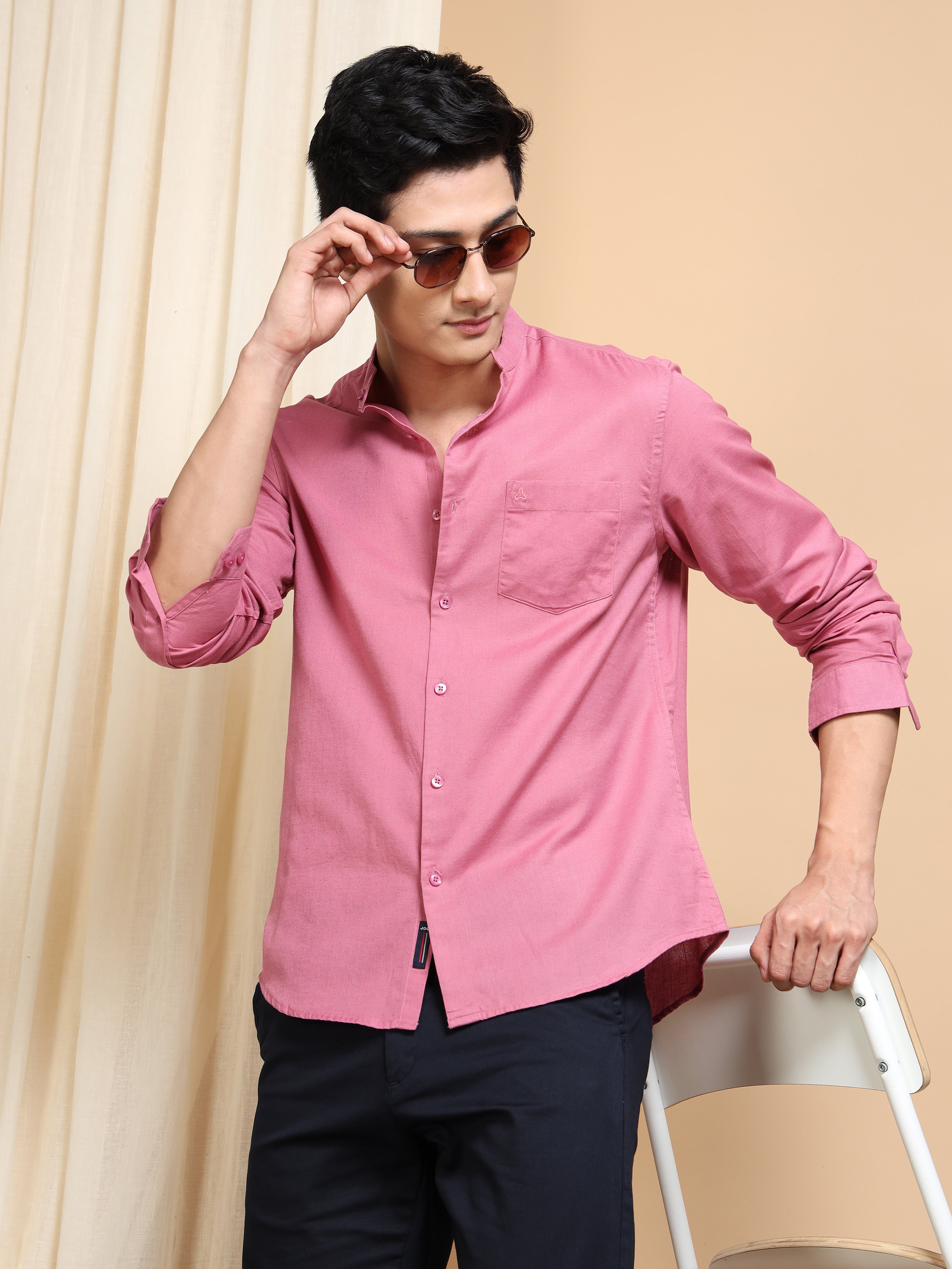 MEN'S TERRACOTA SOLID SLIM FIT SHIRT