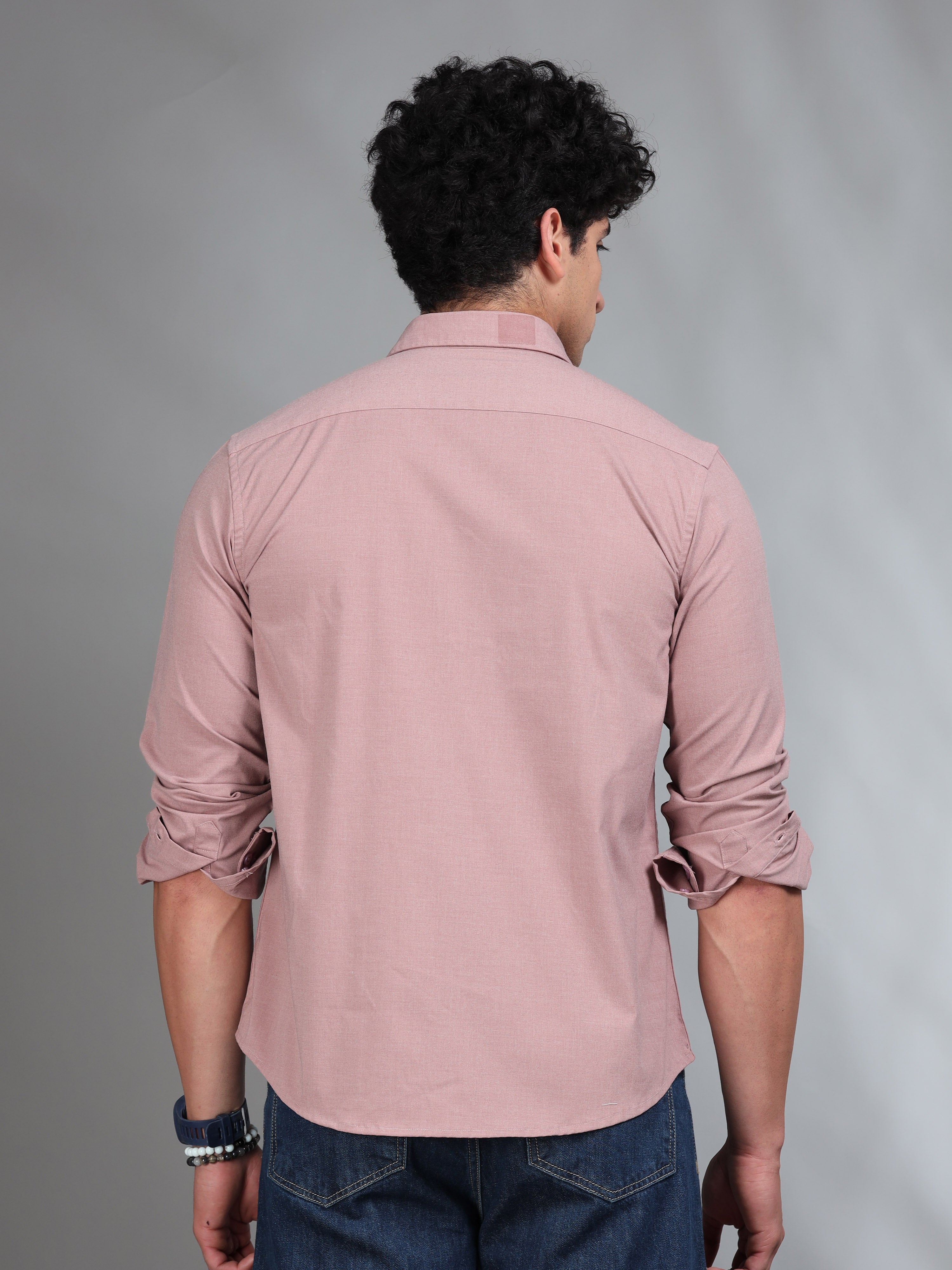 MEN'S LT.MAROON SOLID SLIM FIT SHIRT